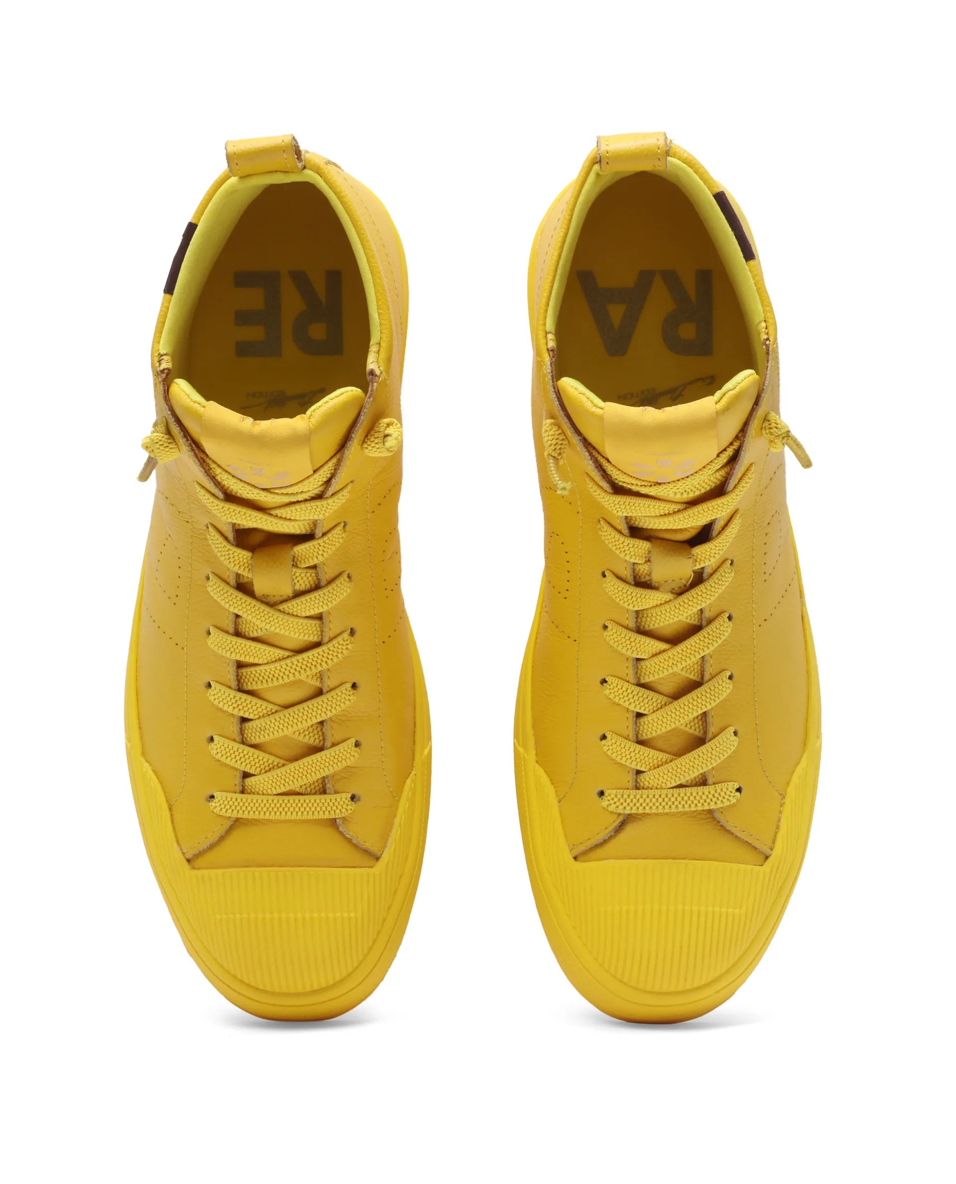 Rare Rabbit Men's Sauron Hi Pro Yellow Leather Lace-Up Closure Sneaker