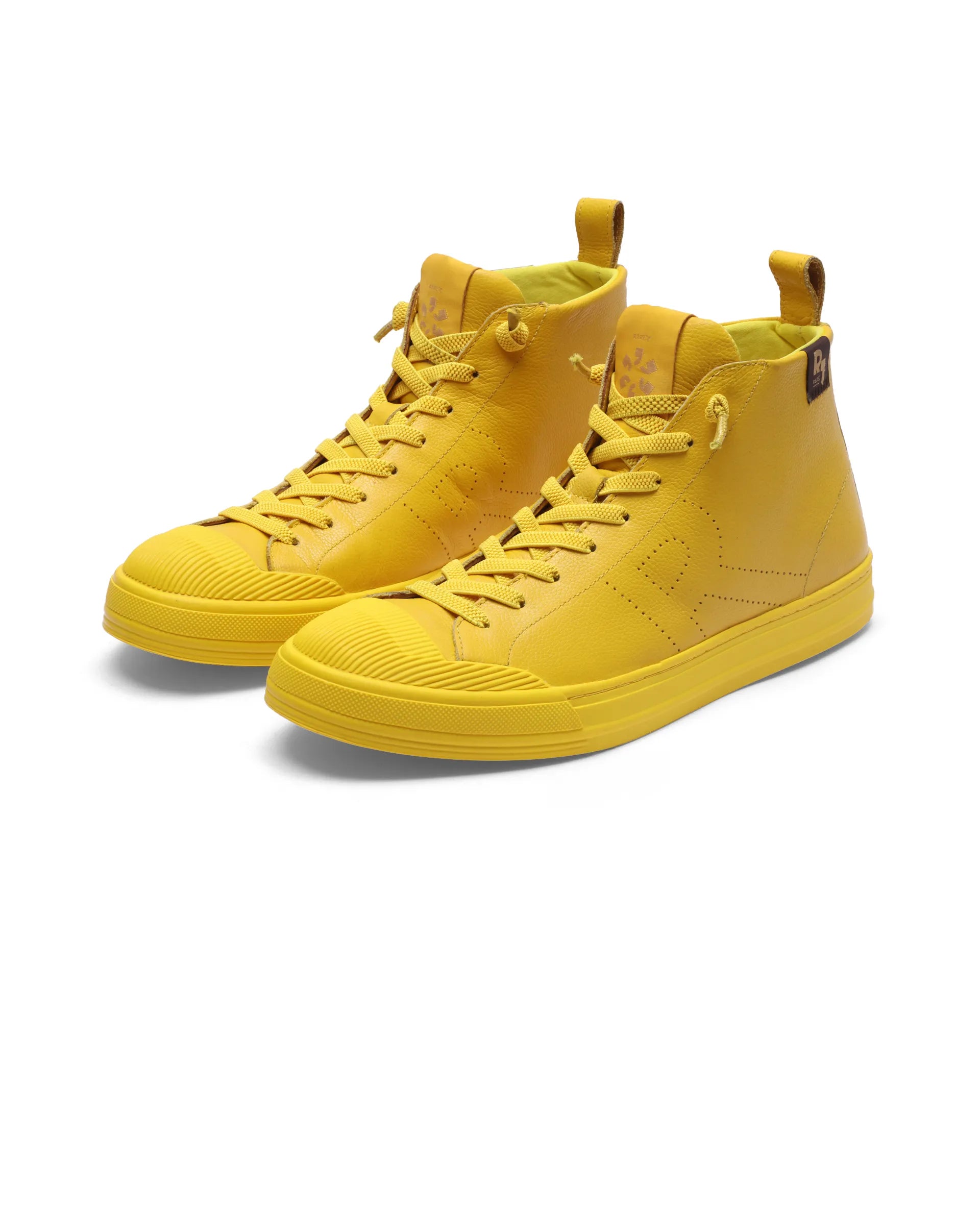Rare Rabbit Men's Sauron Hi Pro Yellow Leather Lace-Up Closure Sneaker
