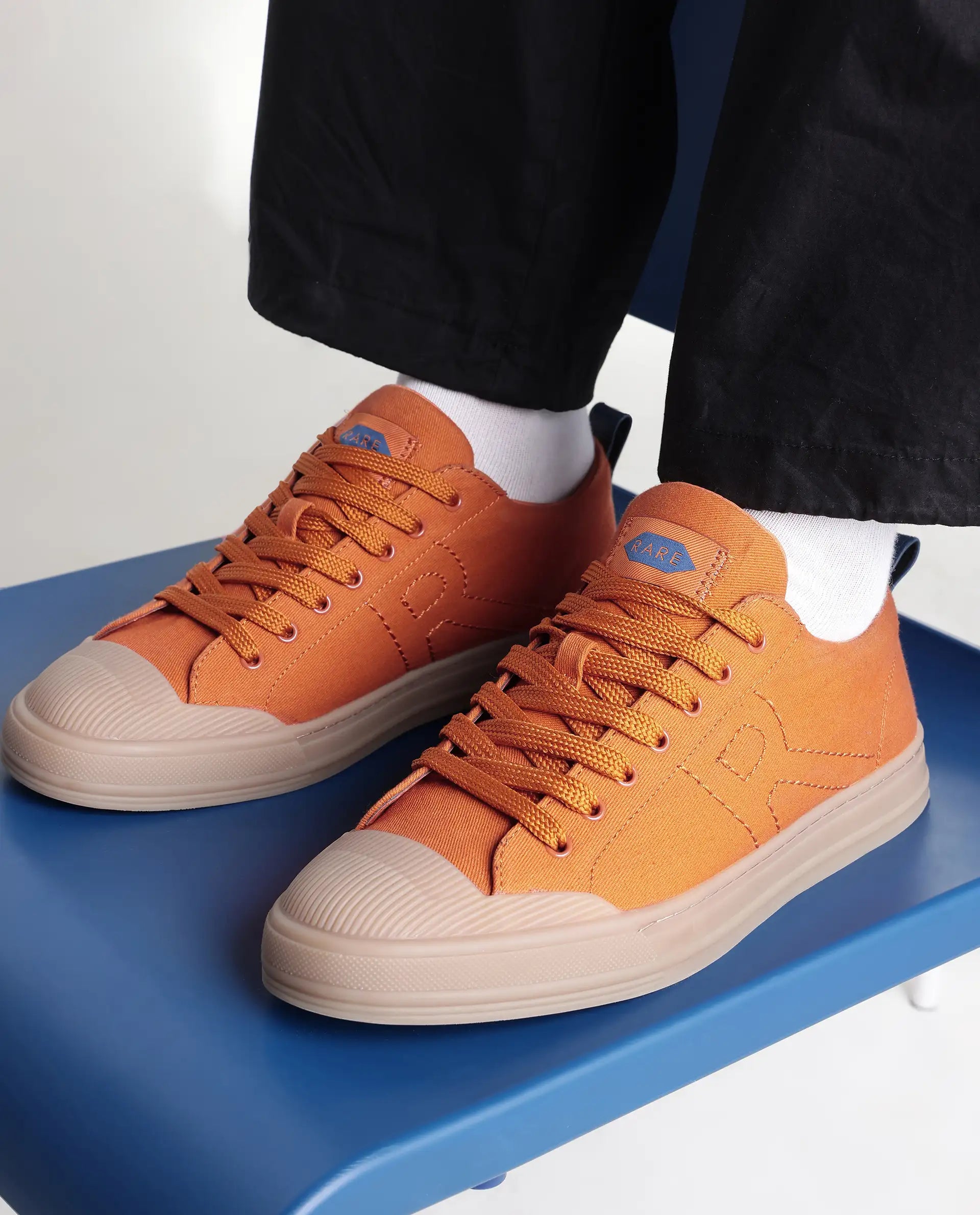 Rare Rabbit Men's Sauron 77 Orange Micro Leather Sneaker