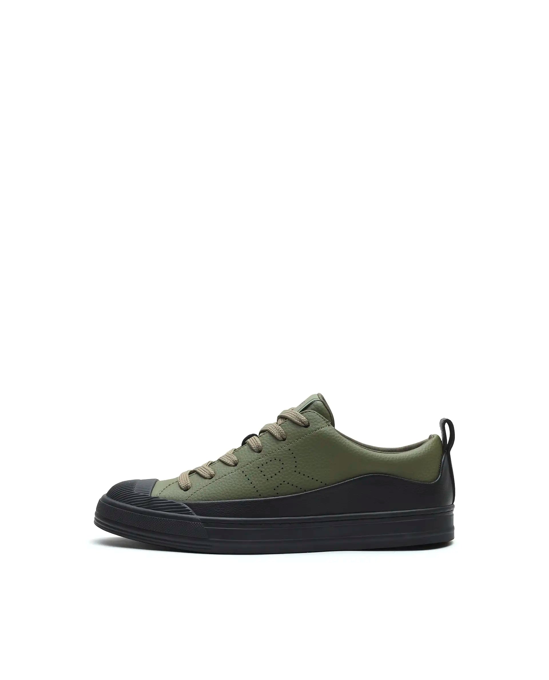 Rare Rabbit Men's Sauron Wave 24 Dark Olive Micro Leather Sneaker