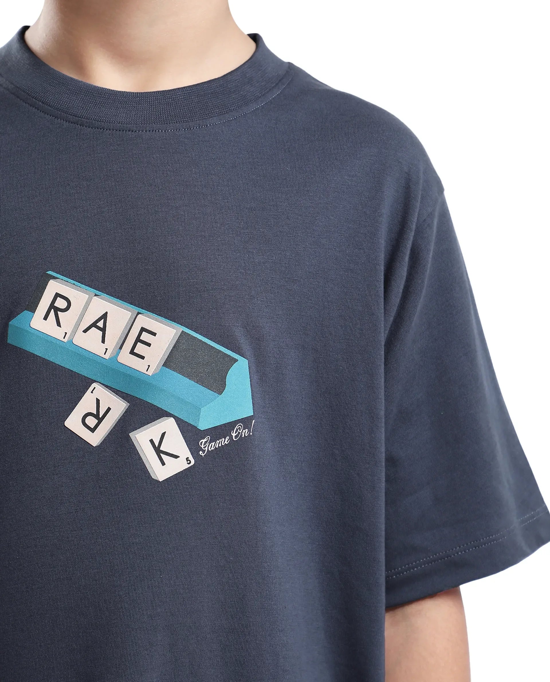 Rare Ones Kids Scrabl Dusky Purple Cotton Printed Slip-On Regular Fit T-Shirt