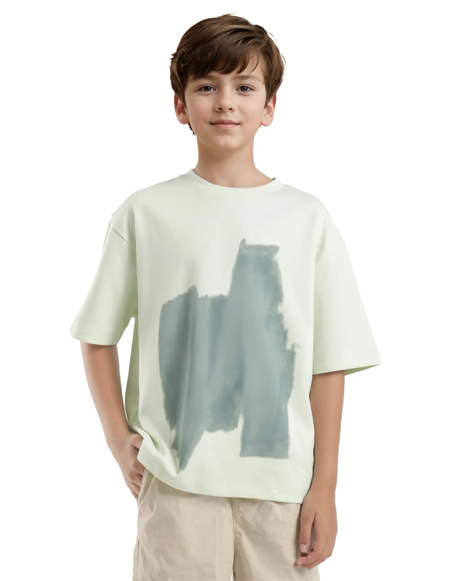 Rare Ones Kids Scrib Green Cotton Full Sleeves Crew Neck Abstract Print T-Shirt