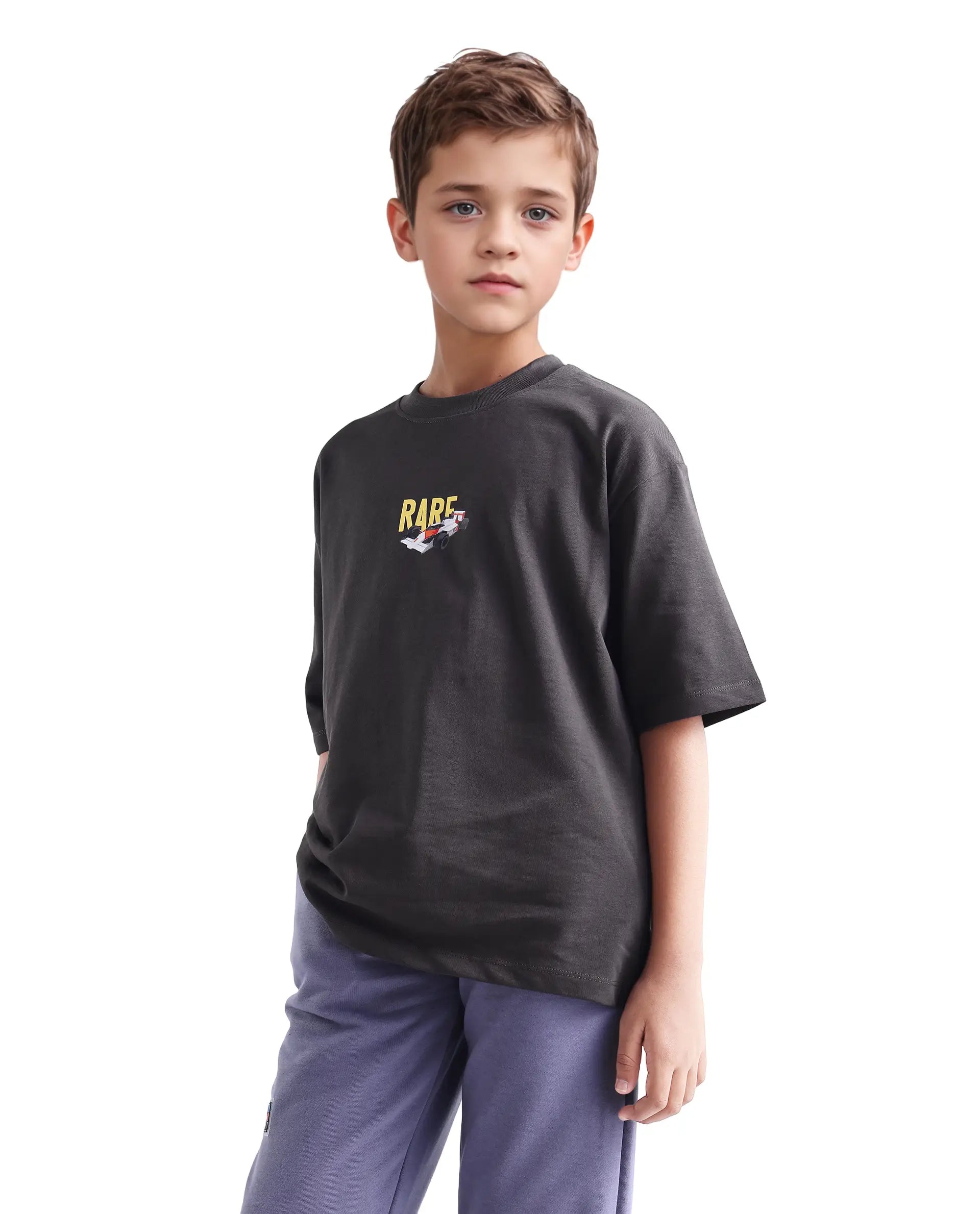 Rare Ones Kids Selo Dark Brown Cotton Puff Print Pull On Closure Oversized Fit T-Shirt