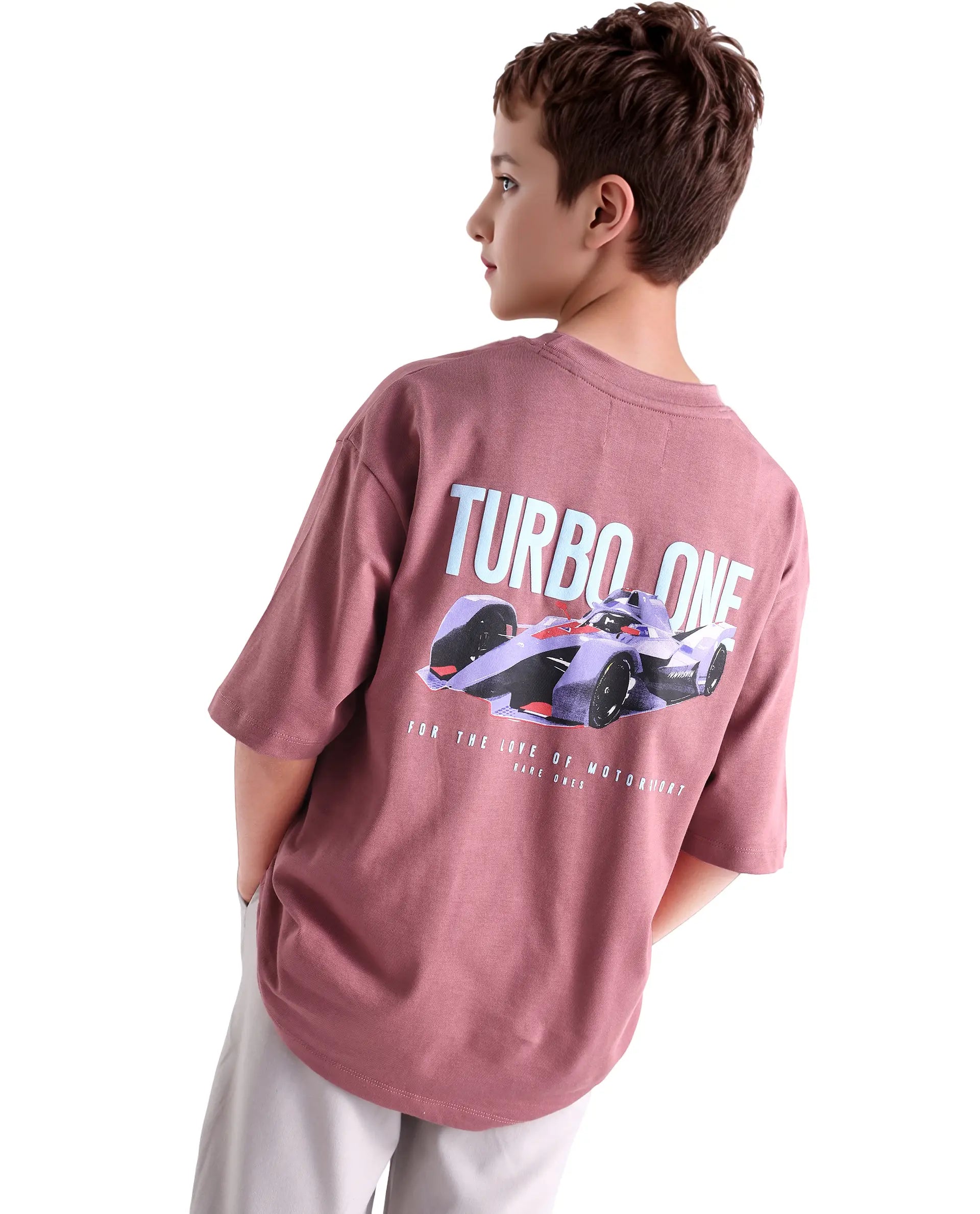 Rare Ones Kids Selo Dusky Pink Cotton Solid Slip-On Closure Oversized Fit T-Shirt