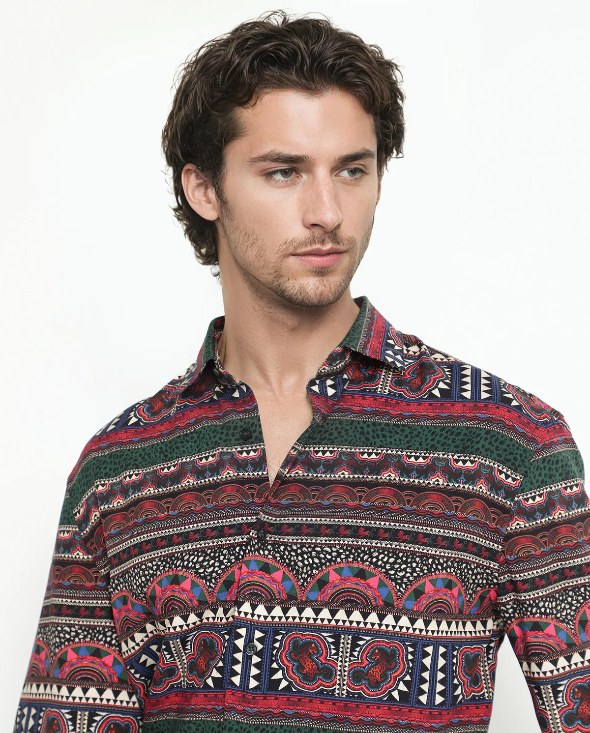 Rare Rabbit Men's Hatham Ss Black Viscose Abstract Print Boxy Fit Half Sleeve Spread Collar Shirt