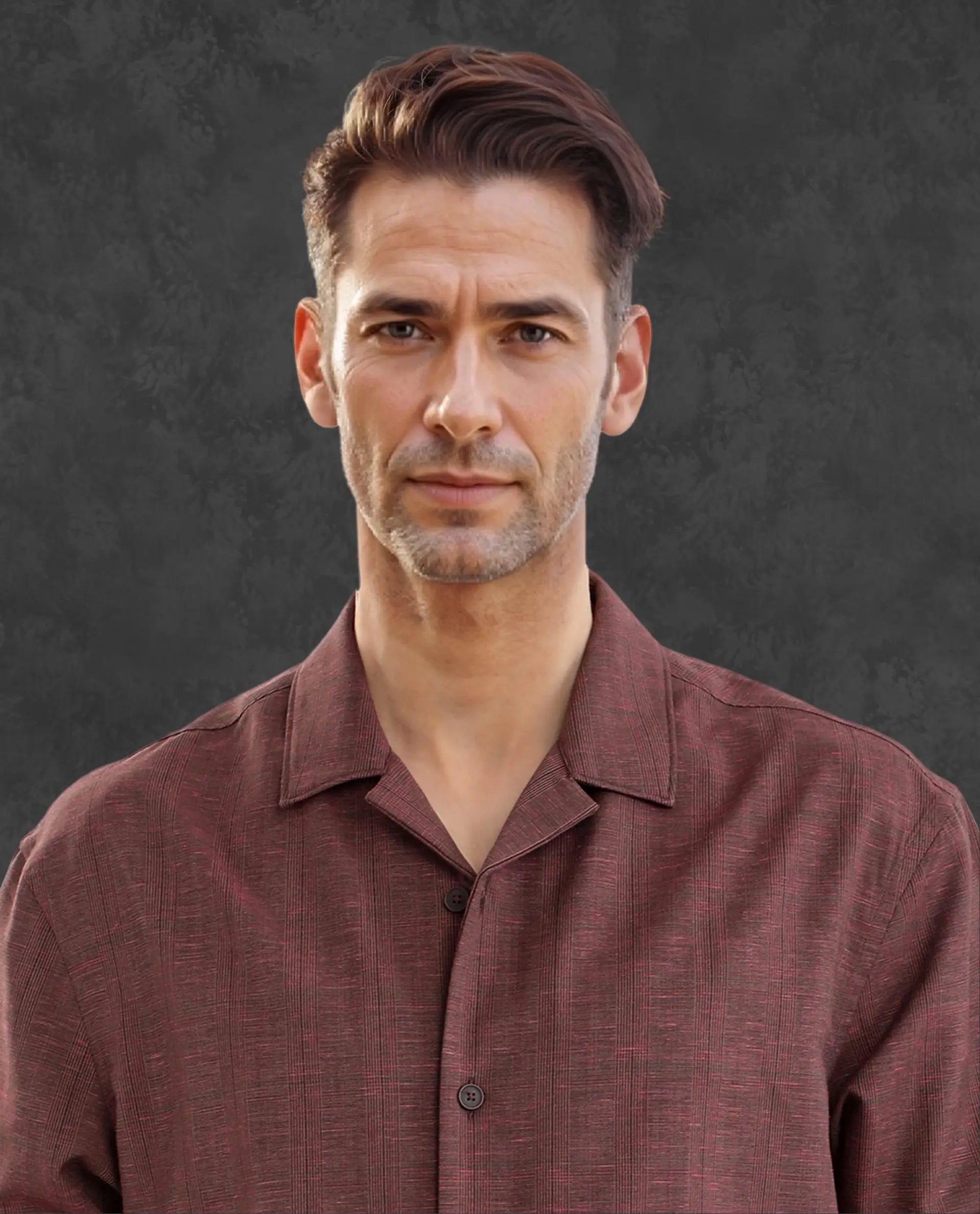 Rare Rabbit Men's Reno Maroon Cotton Checked Print Regular Fit Full Sleeve Collared Shirt