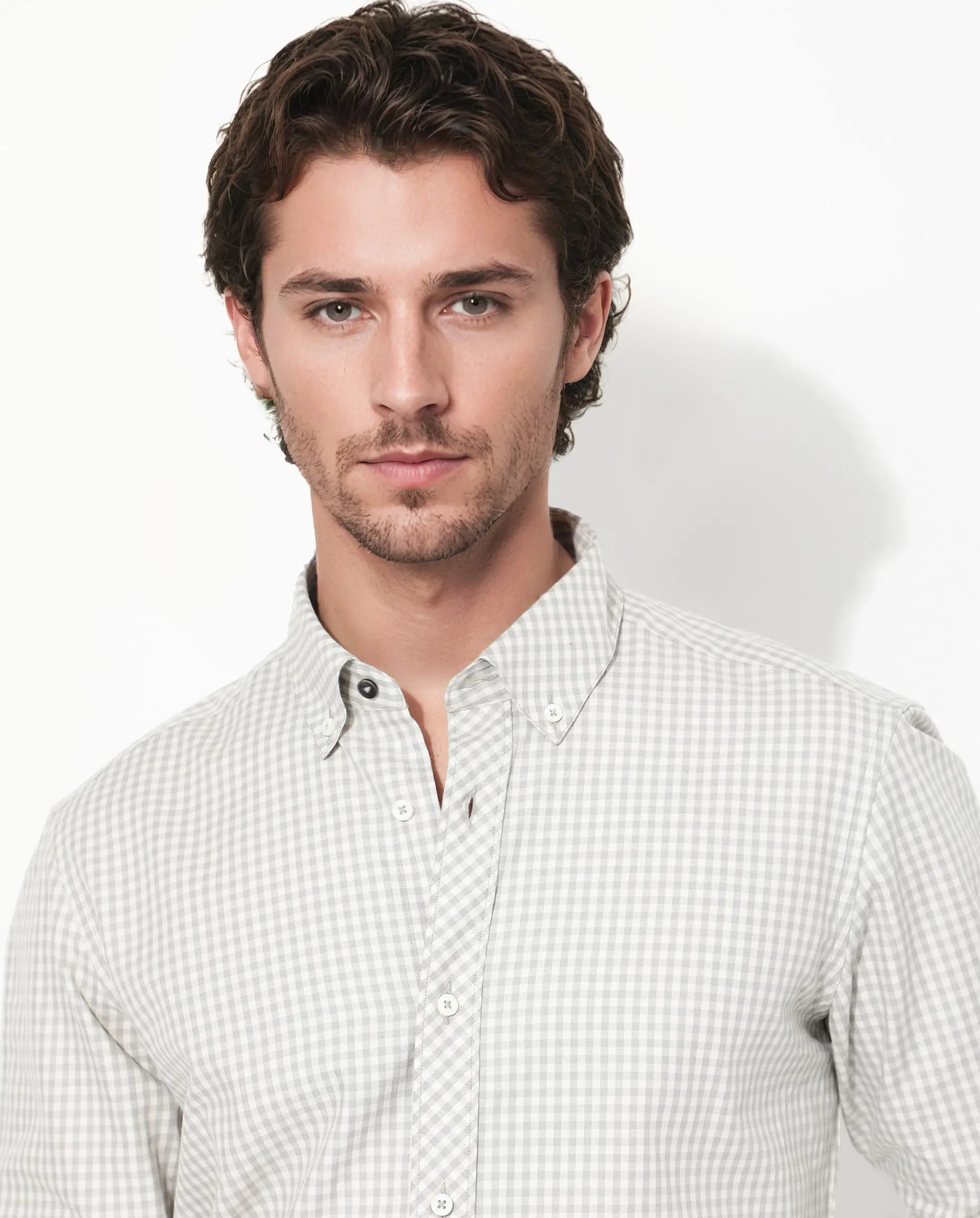 Rare Rabbit Men's Grino Grey Cotton Checked Print Regular Fit Full Sleeve Collared Shirt