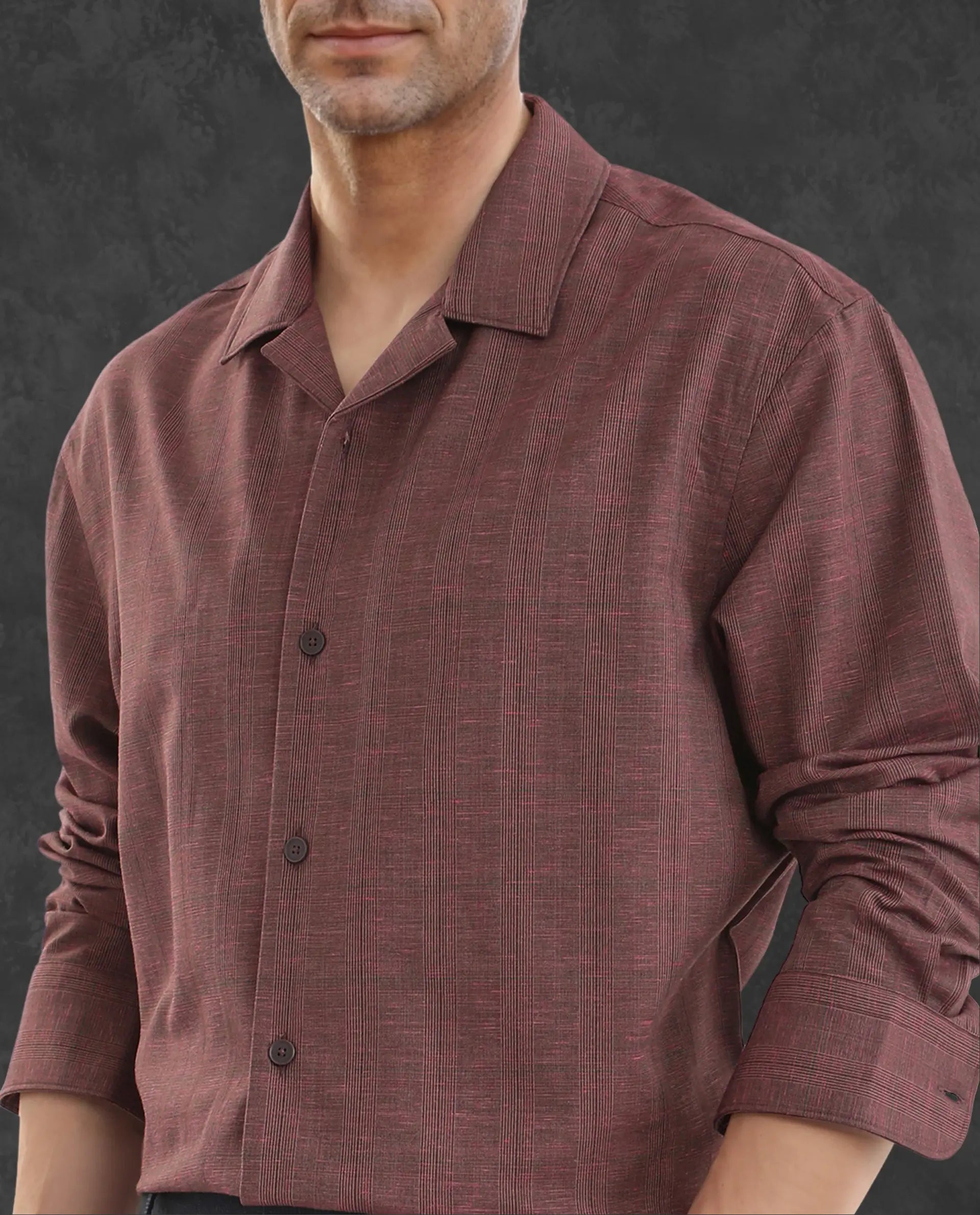 Rare Rabbit Men's Reno Maroon Cotton Checked Print Regular Fit Full Sleeve Collared Shirt