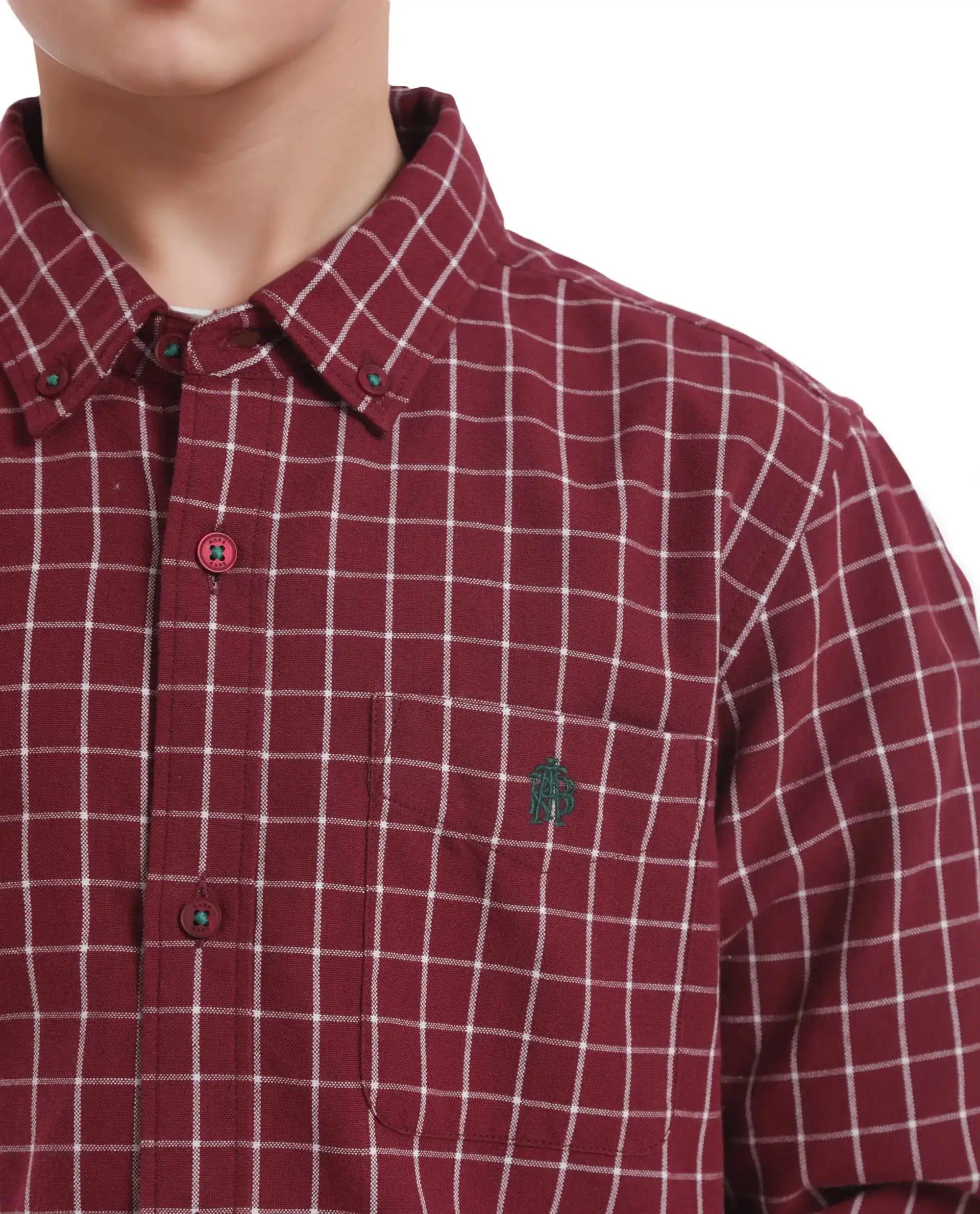 Rare Ones Kids Crew Red Cotton Full Sleeves Button Down Collar Regular Fit Checked Shirt