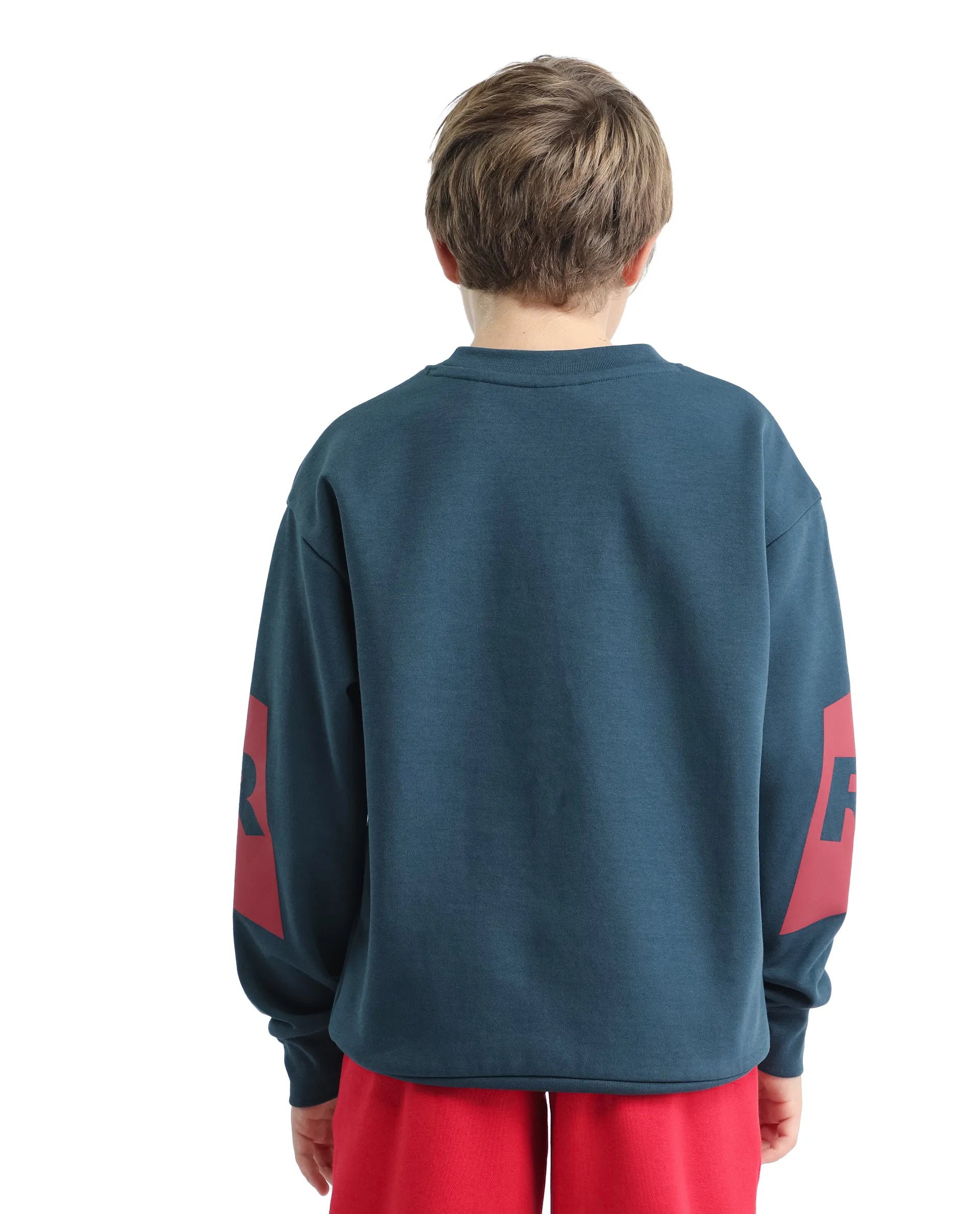 Rare Ones Kids Seron-25 Dark Teal Cotton Blend Pull-On Closure Placement Print Full Sleeves Oversized Sweatshirt
