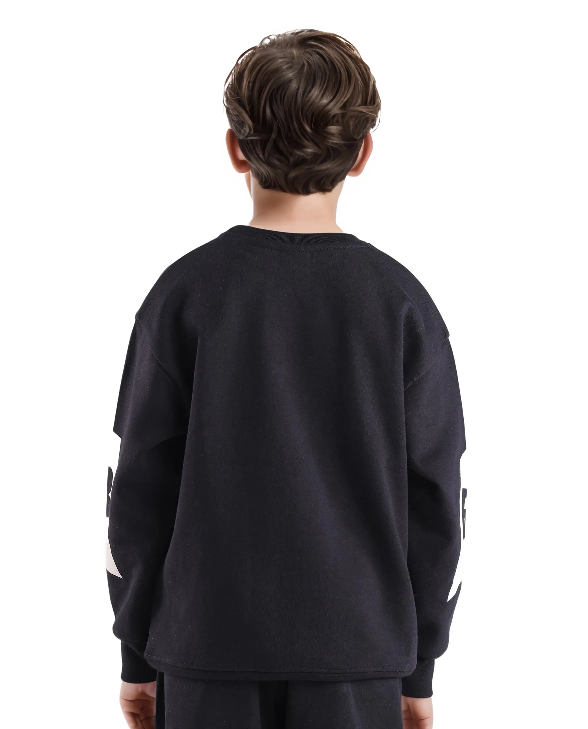 Rare Ones Kids Seron Black Cotton Full Sleeve Crew Neck Digital Print Sweatshirt