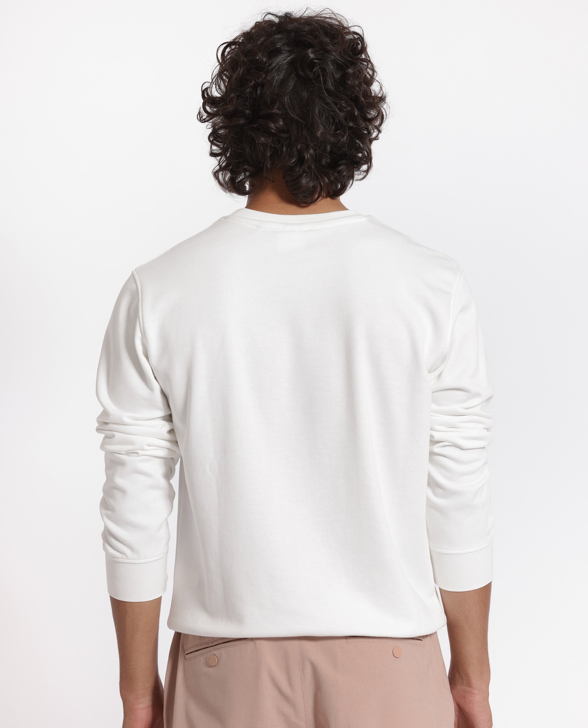 Rare Rabbit Men's Seven Off White Cotton Polyester Fabric Full Sleeves Graphic Lego Print Knitted Sweatshirt