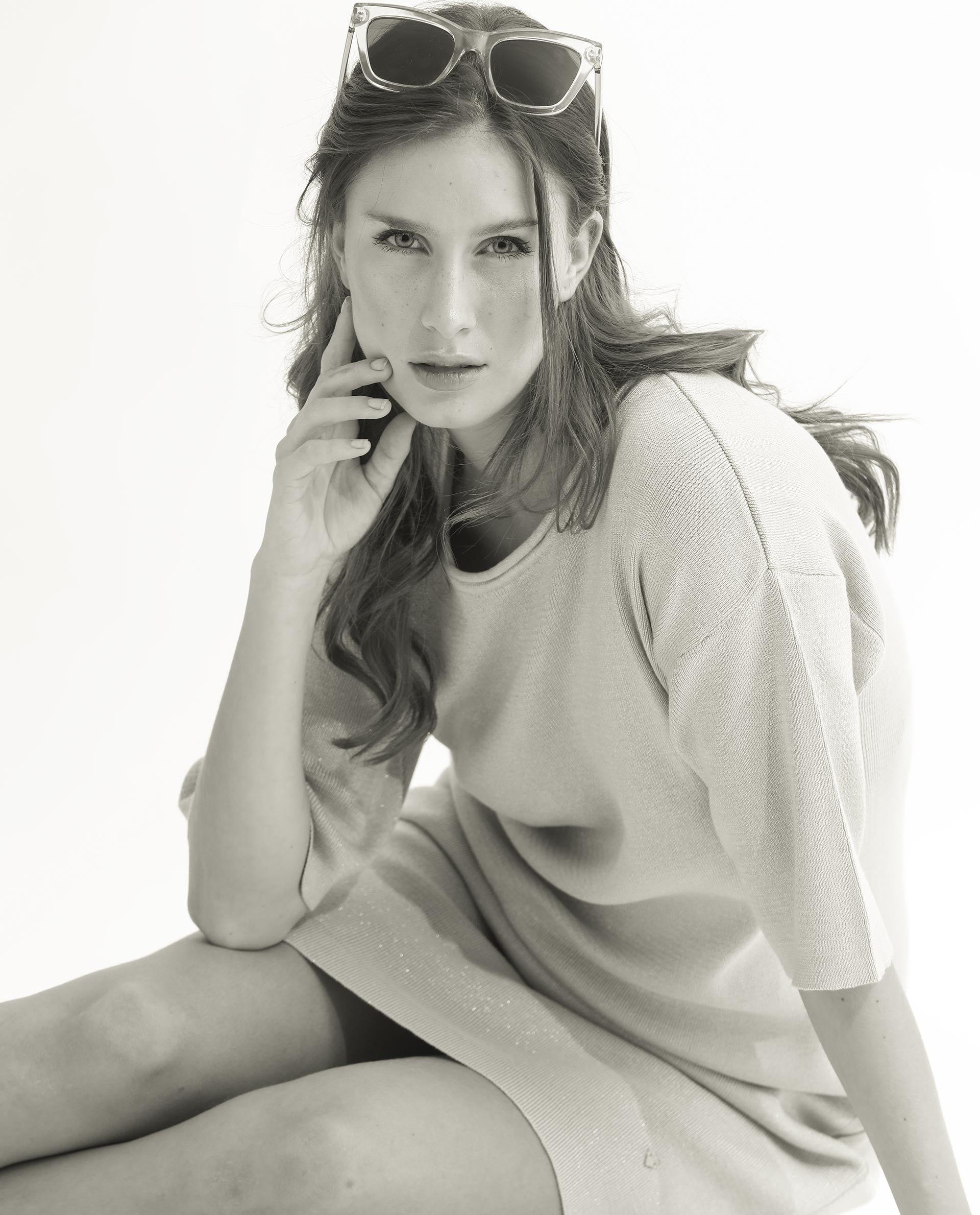 Rareism Women Shimknit Beige Half Sleeves Relaxed Fit Solid Boat Neck Sweater