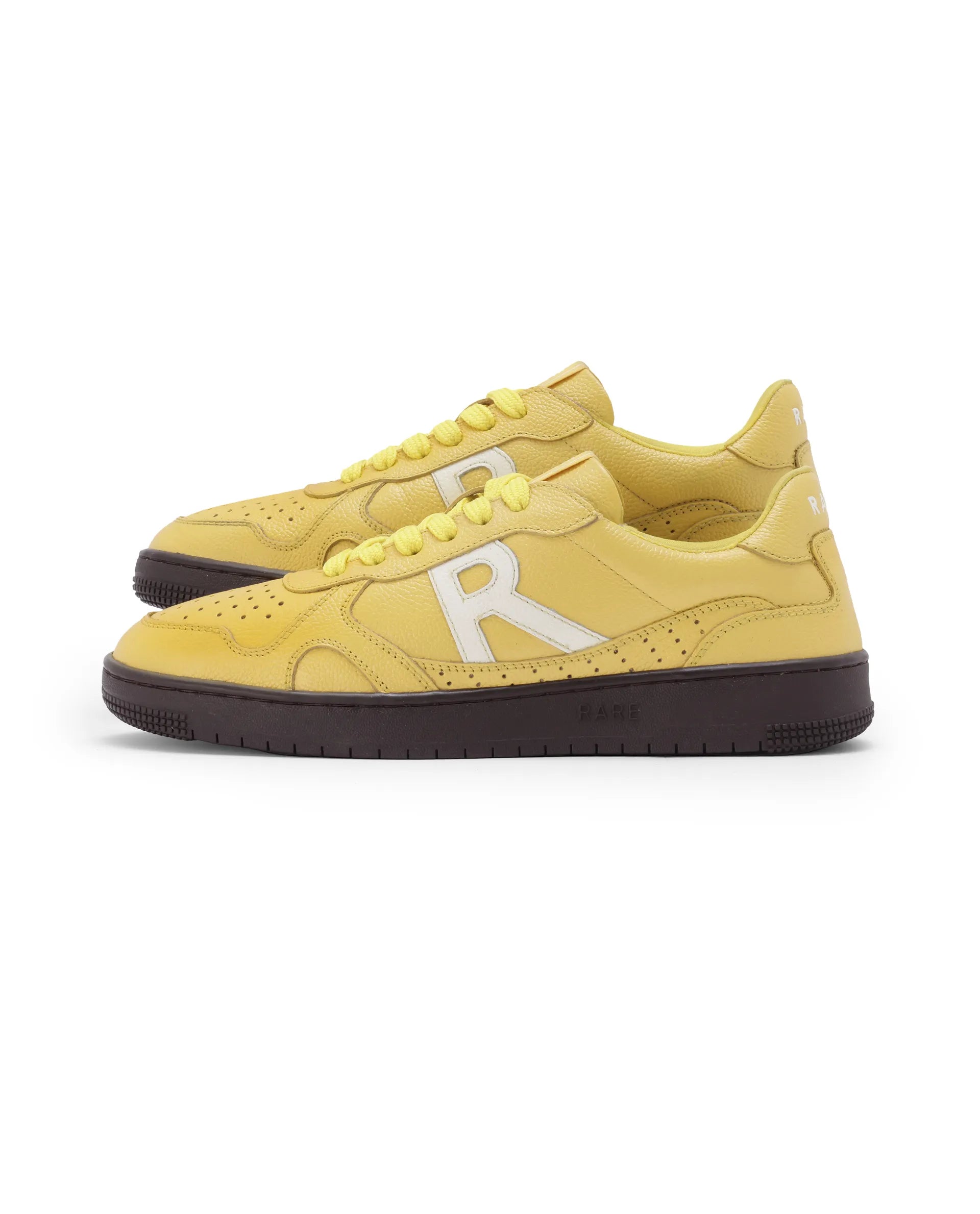 Rare Rabbit Men's Kepler Yellow Genuine Leather Low-top Lace-up Sneaker Shoes