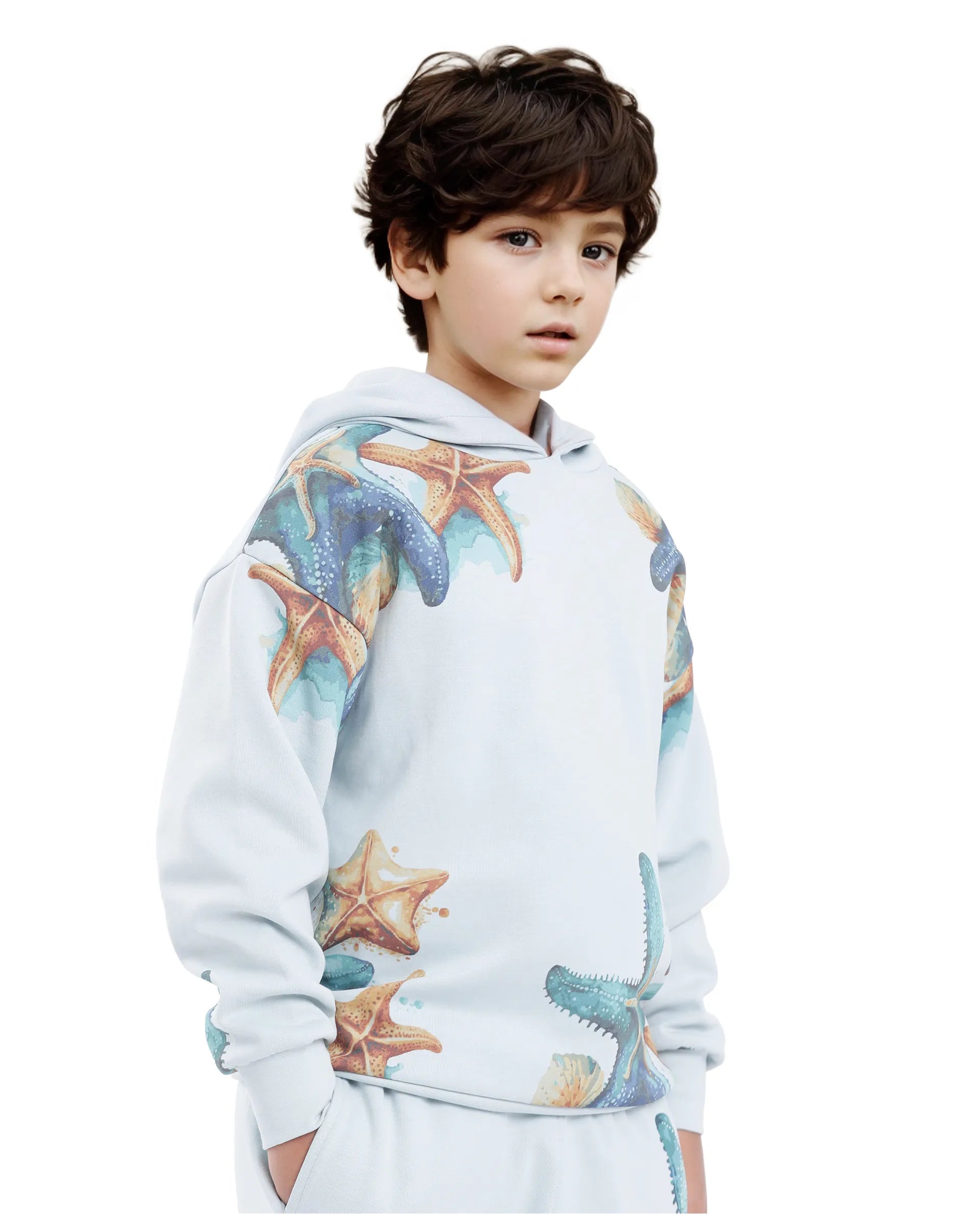 Rare Ones Kids Simson Pastel Blue Cotton Poly Full Sleeve Digital Print Sweatshirt