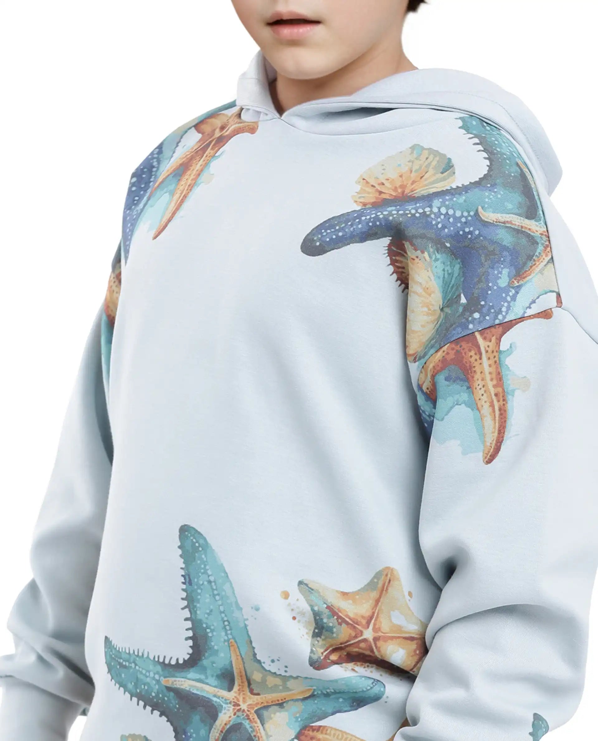 Rare Ones Kids Simson Pastel Blue Cotton Poly Full Sleeve Digital Print Sweatshirt