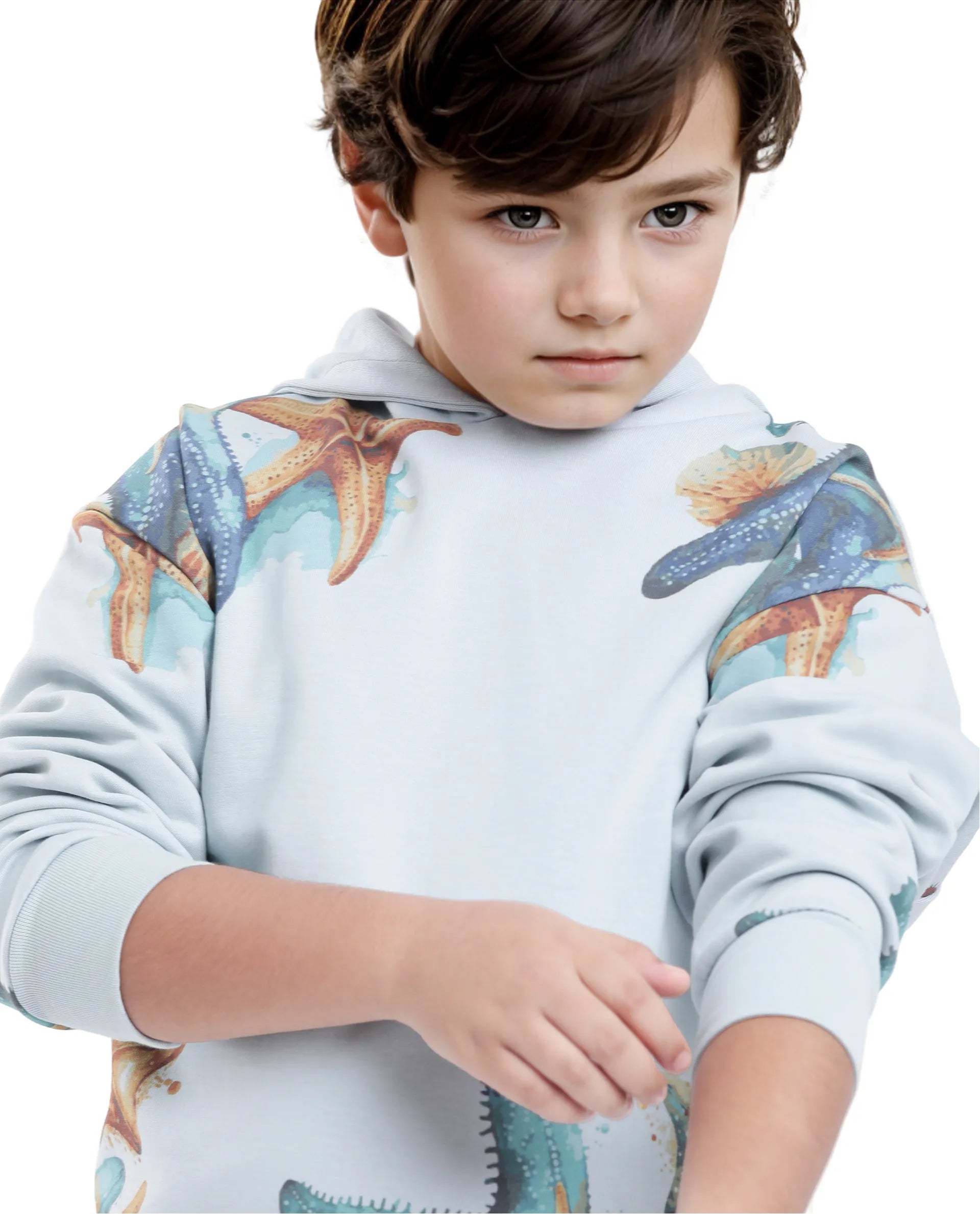 Rare Ones Kids Simson Pastel Blue Cotton Poly Full Sleeve Digital Print Sweatshirt