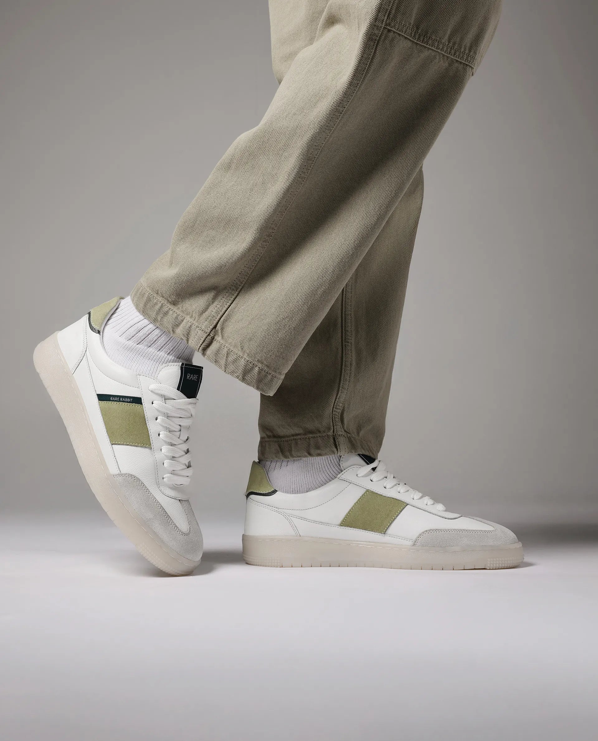 Rare Rabbit Men Sirius Sage Green Lace-Up Closure Shoes