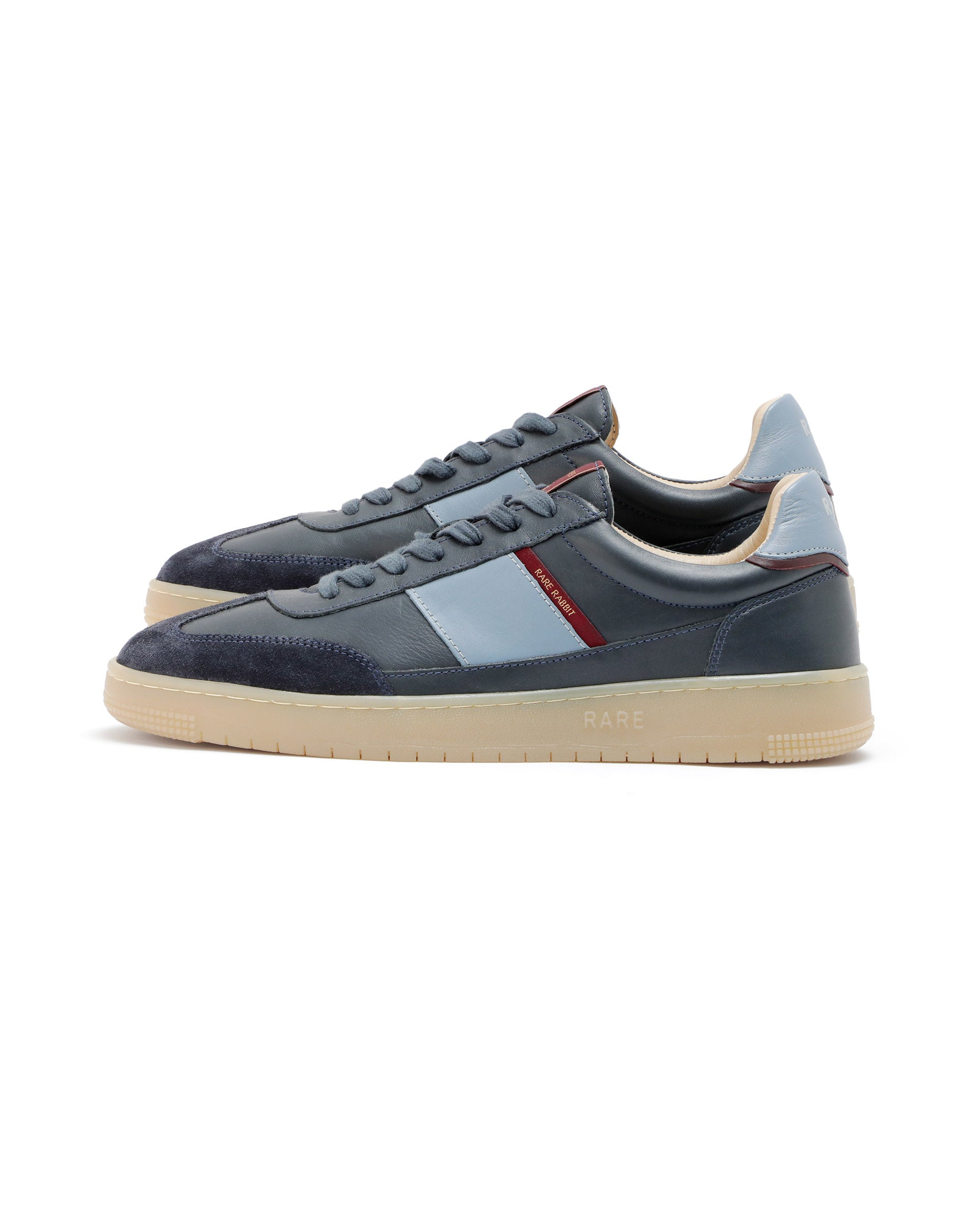 Rare Rabbit Men's Sirius Blue Leather Upper Round Toe Low-Top Lace-Up Sneaker Shoes