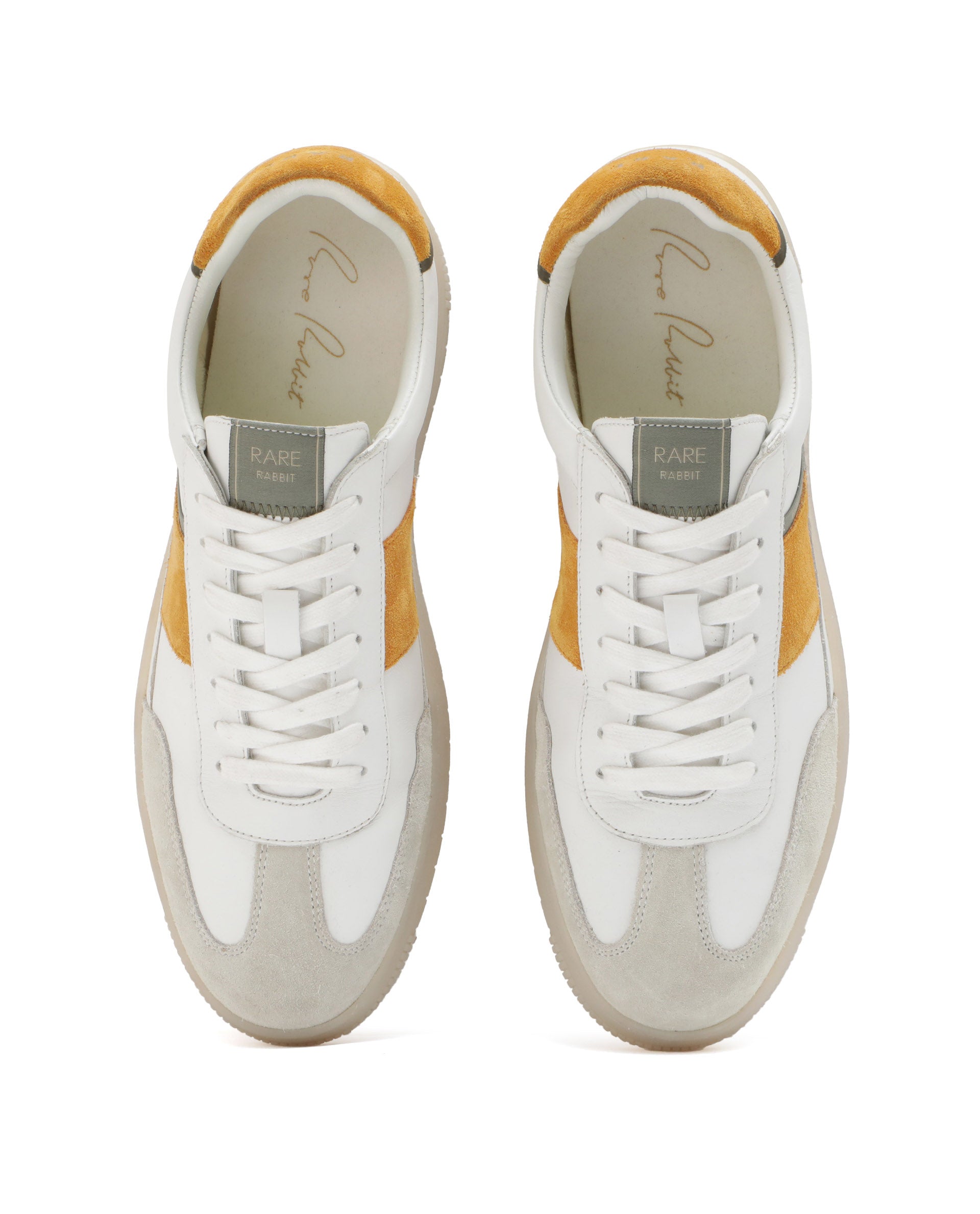 Rare Rabbit Men's Sirius Mustard Suede and Leather Upper Round Toe Low-Top Lace-Up Sneaker Shoes
