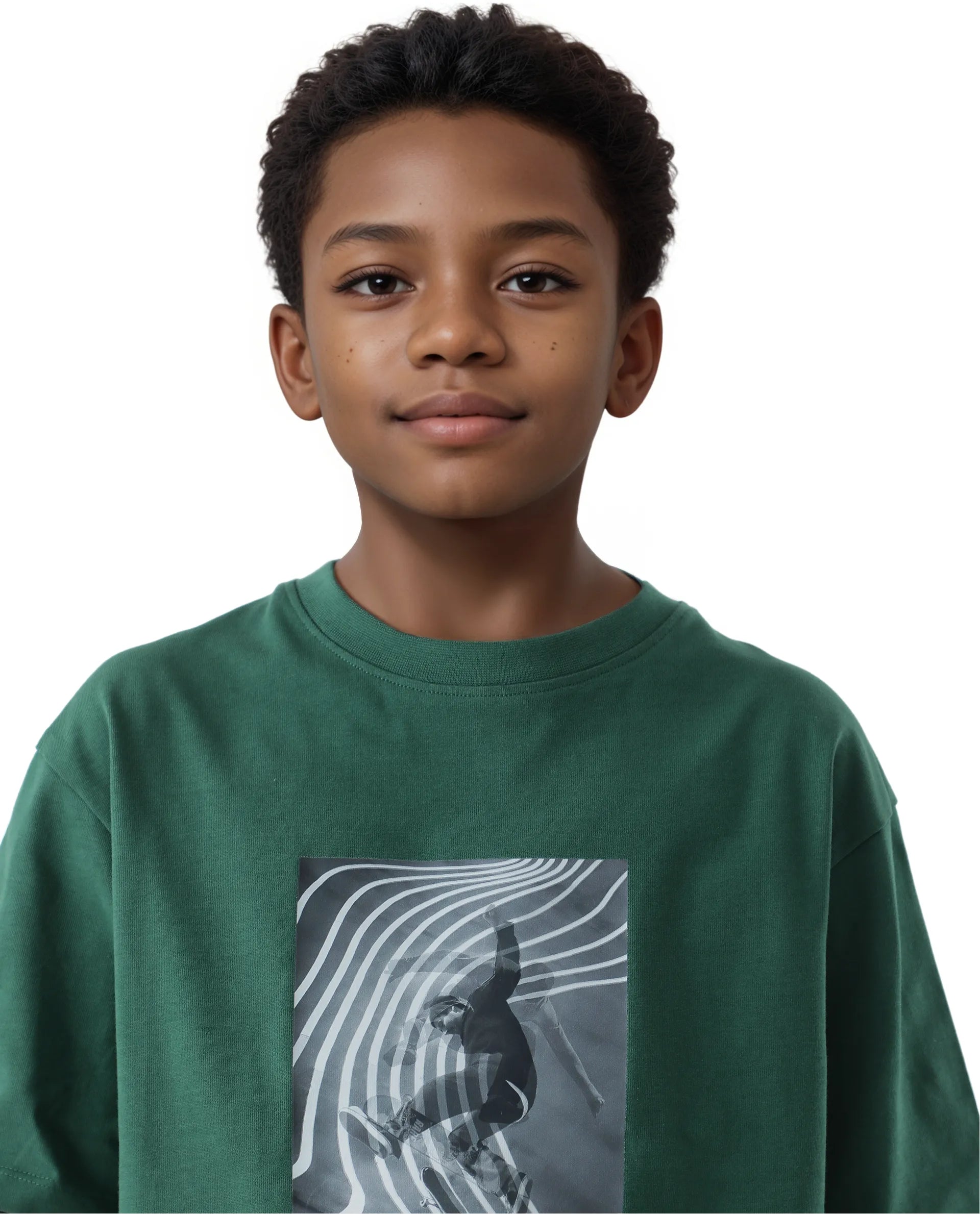Rare Ones Kids Skate Green Cotton Half Sleeve Slip-On Printed Boxy Fit T-Shirt
