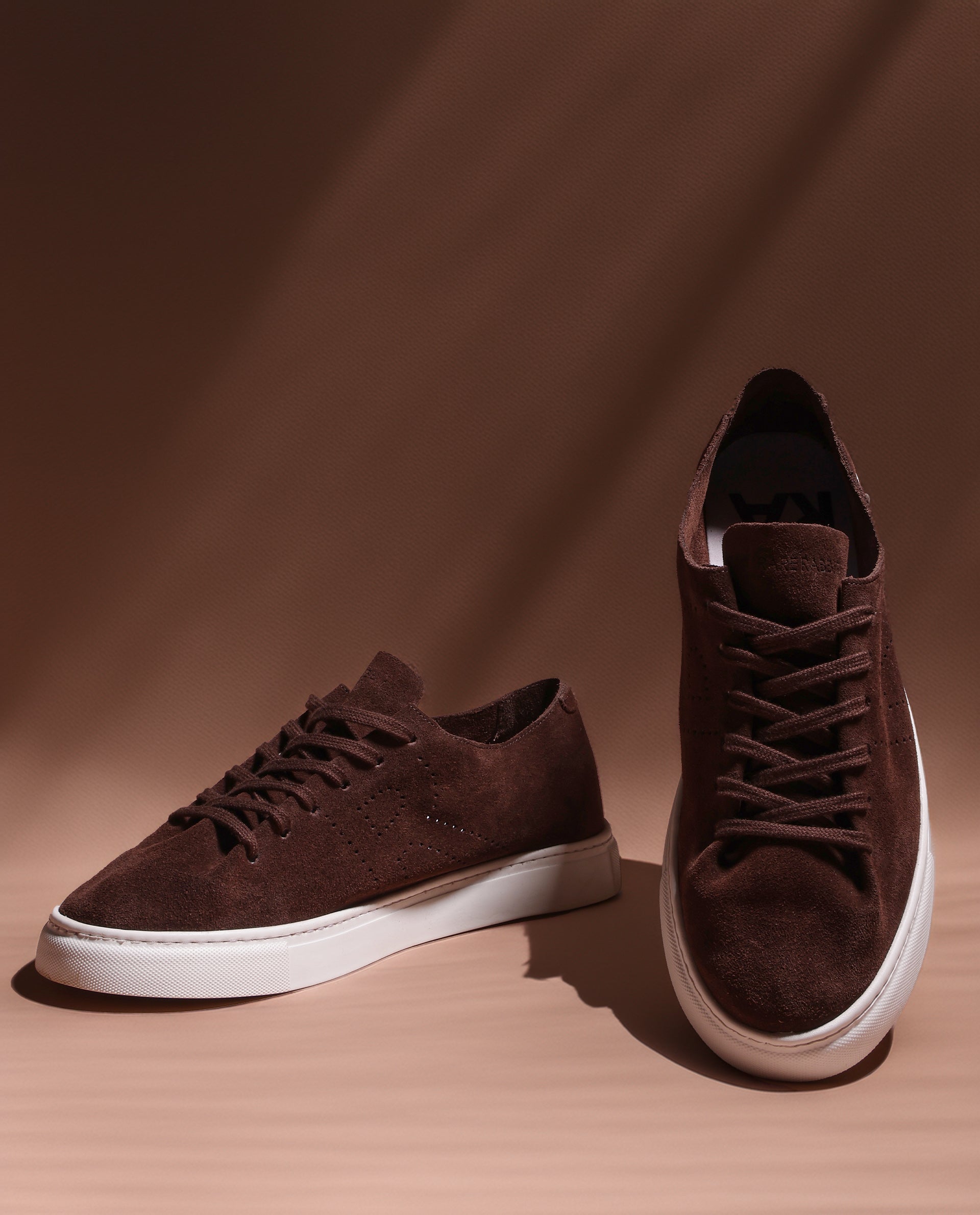 Rare Rabbit Men Skin Brown Genuine Suede Monotone Upper Low-Top Lace-Up Plain Shoes