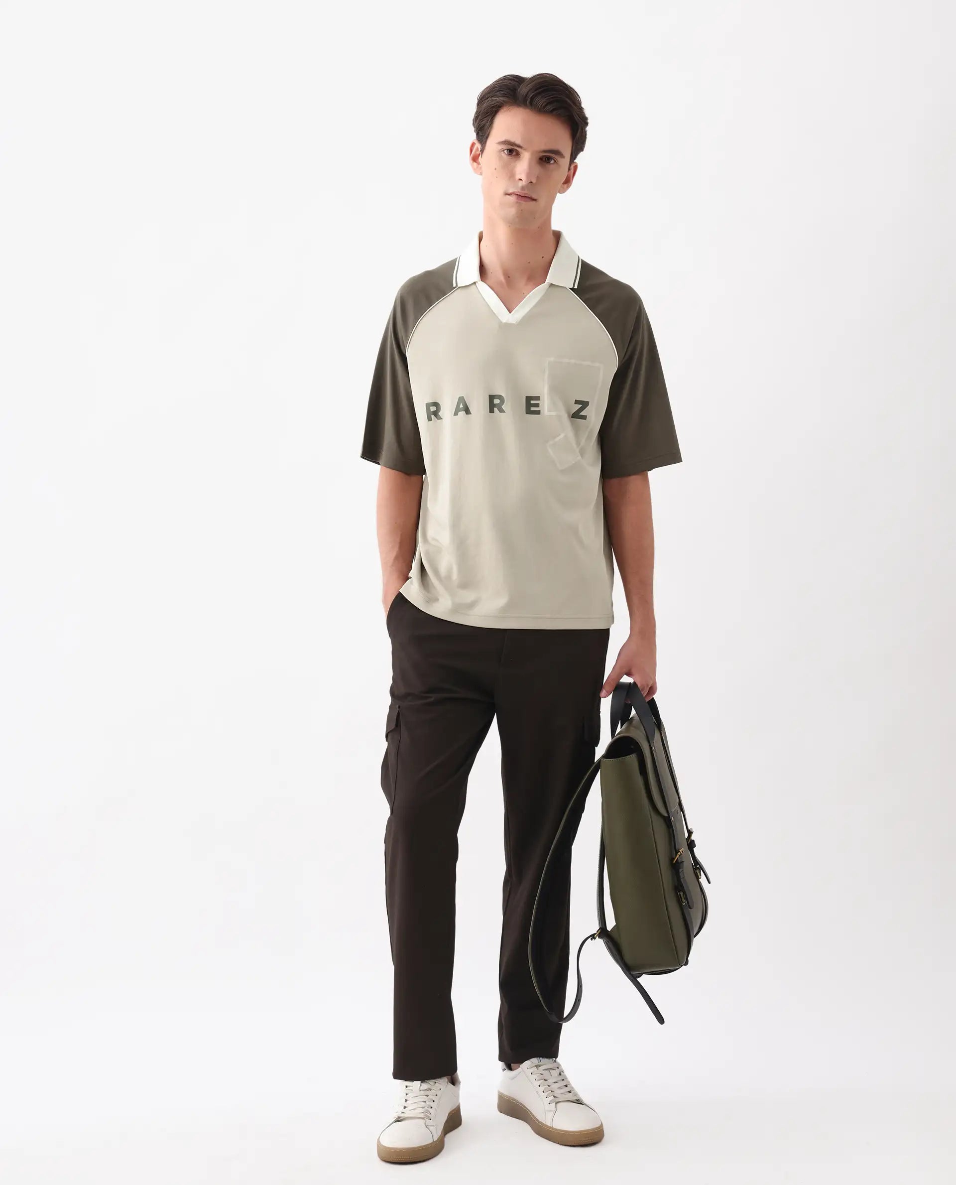 Rare Rabbit Men's Skot Beige Polyester Blend Graphic Print Oversized Fit Half Sleeve Crew Neck T-Shirt