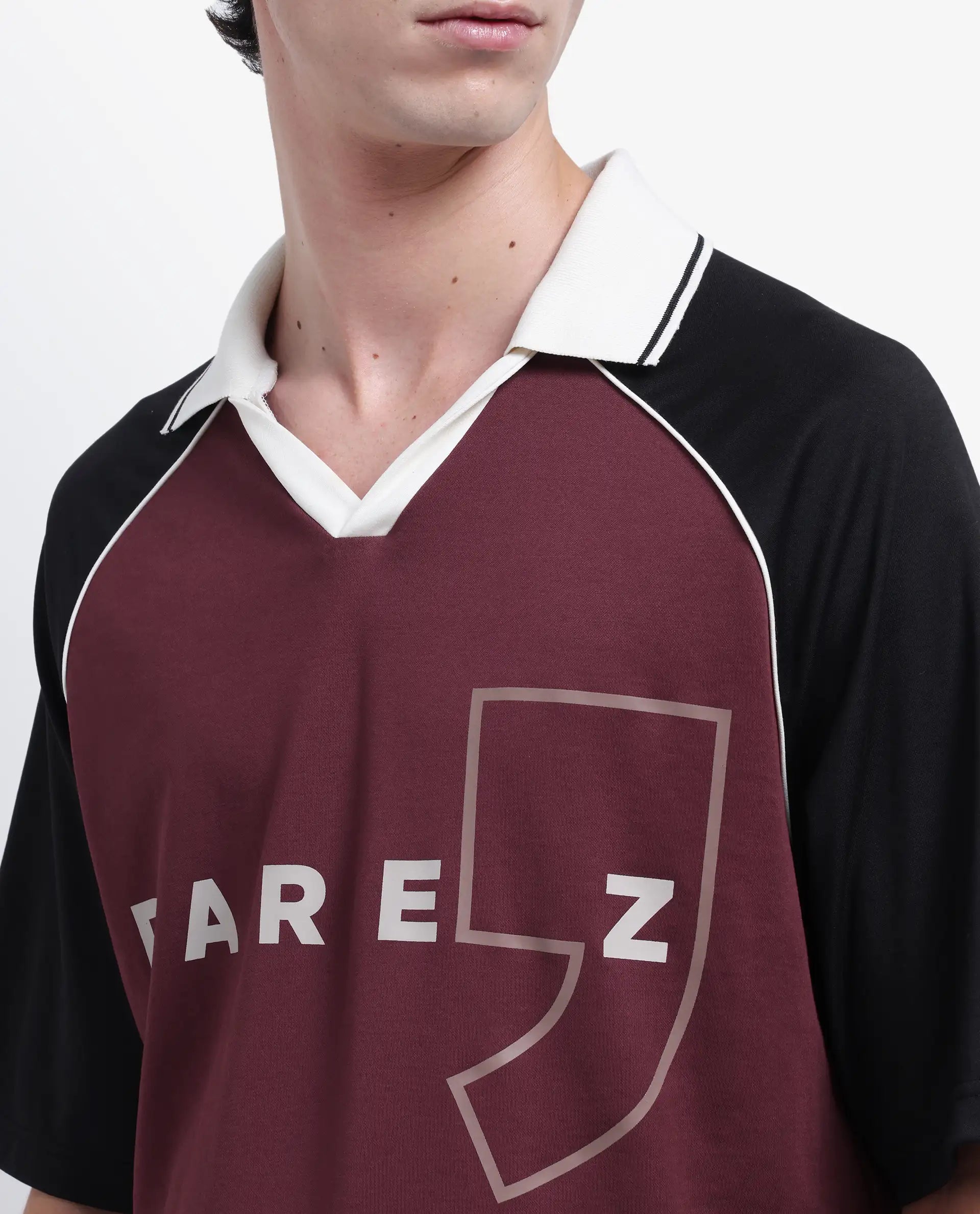 Rare Rabbit Men's Skot Maroon Polyester Blend Graphic Print Oversized Fit Half Sleeve Polo