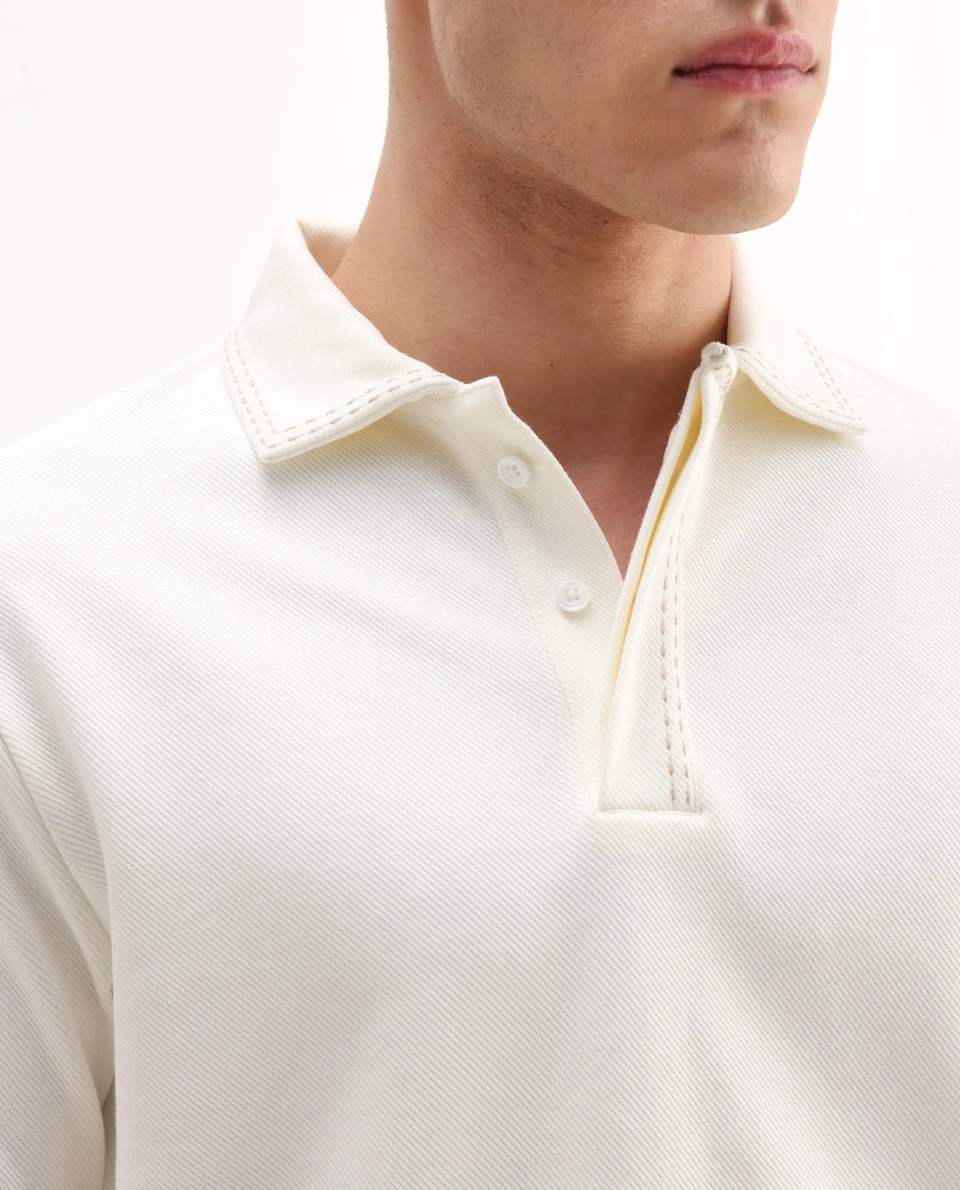 Rare Rabbit Men's Skowl Off White Polyester Blend Plain Regular Fit Half Sleeve Polo