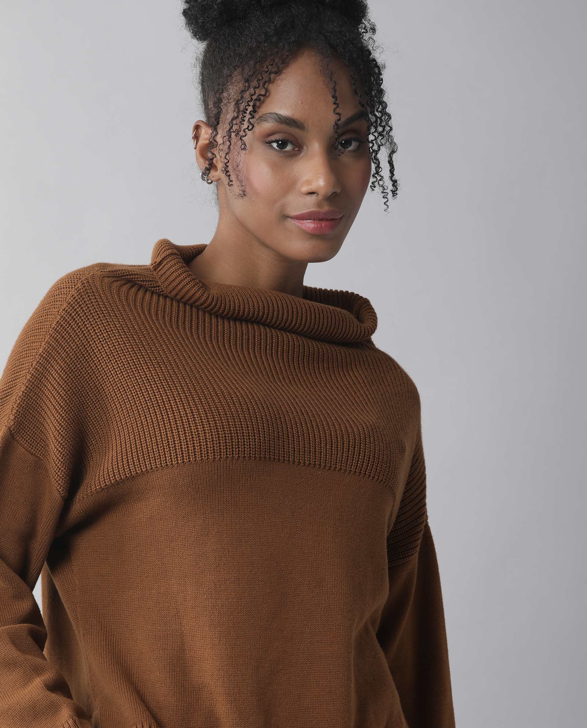 Rareism Women Skyline Brown Top Full Sleeves
