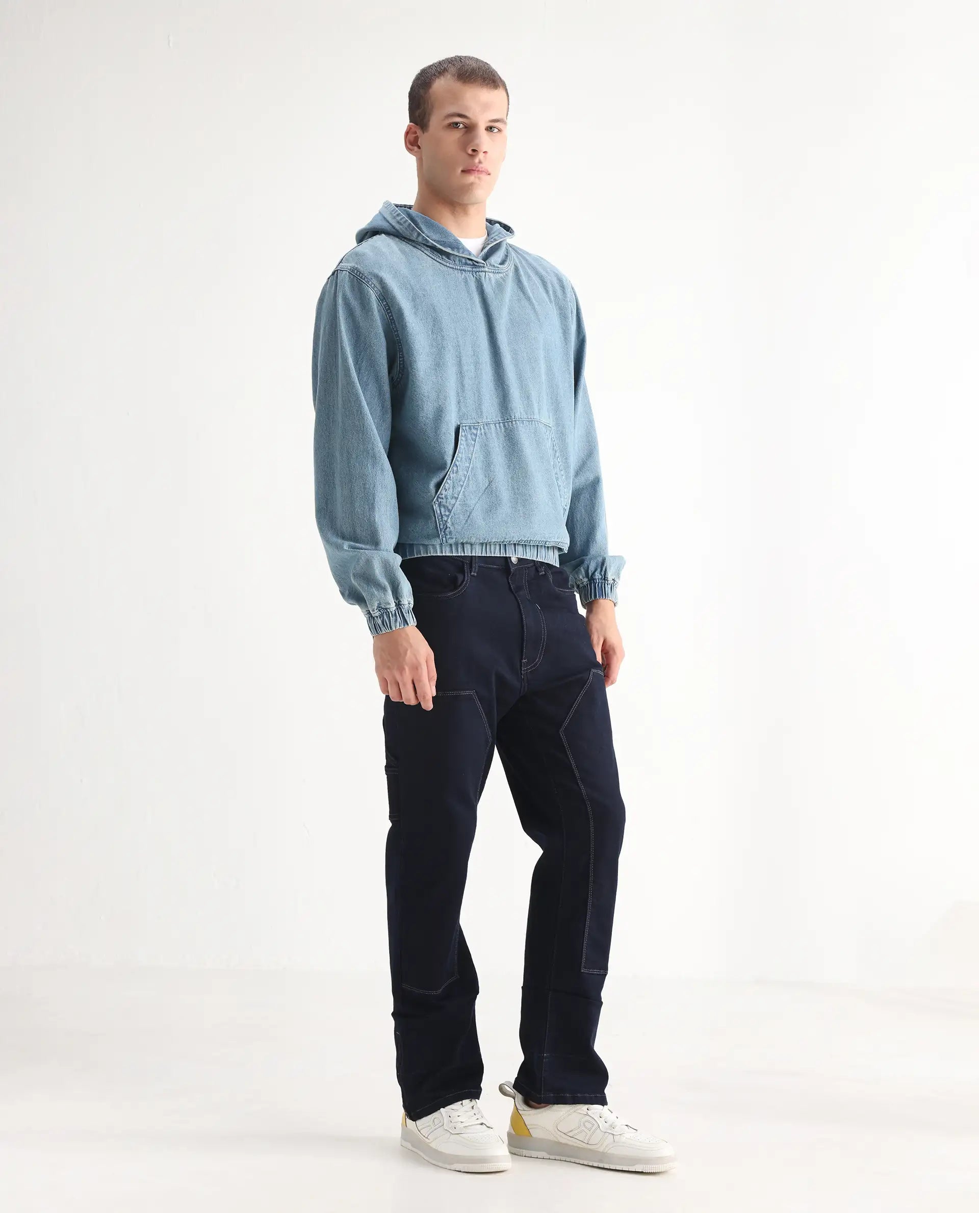 Rare Rabbit Men's Slava Blue Tencel Plain Morris Regular Fit Jeans