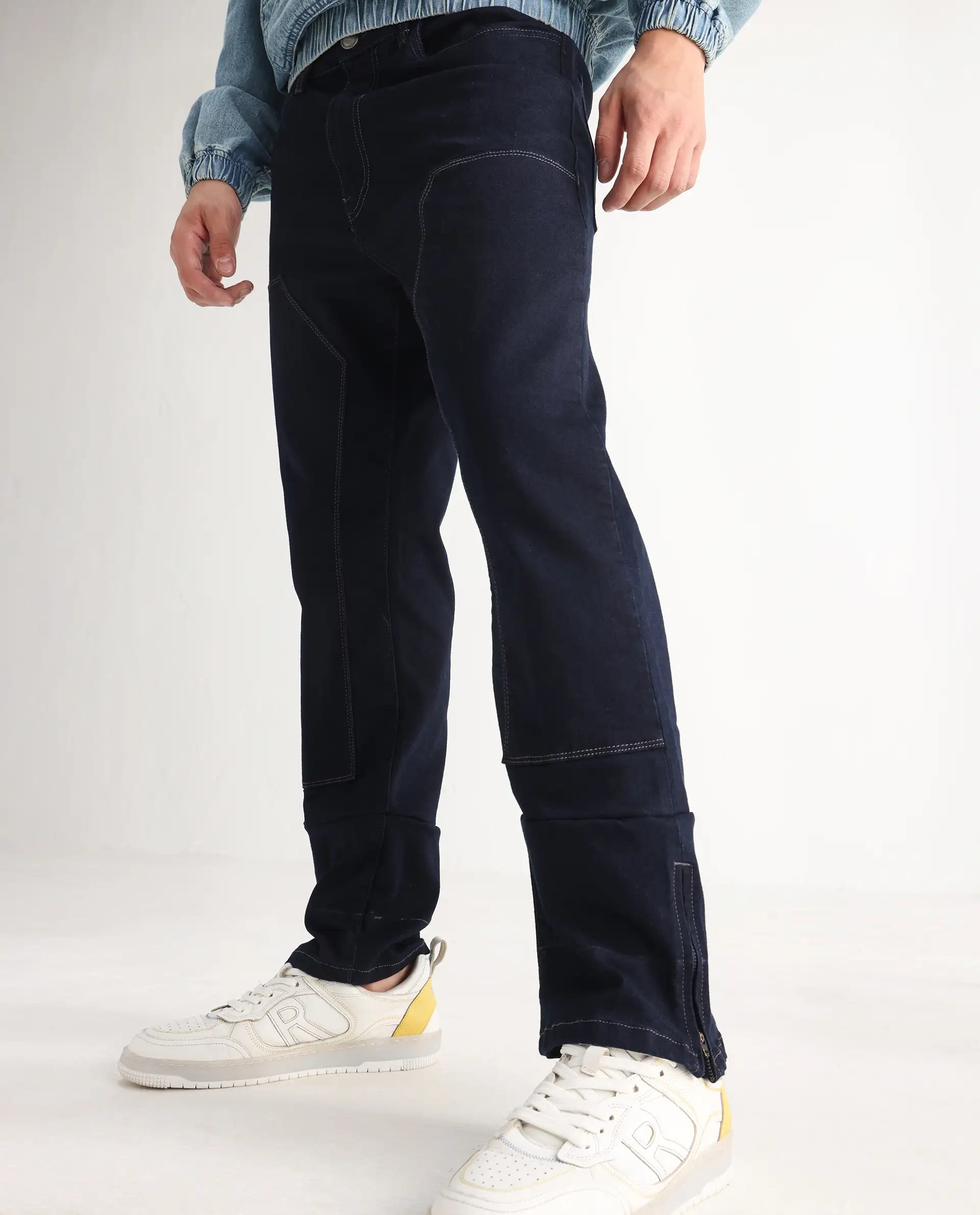 Rare Rabbit Men's Slava Blue Tencel Plain Morris Regular Fit Jeans