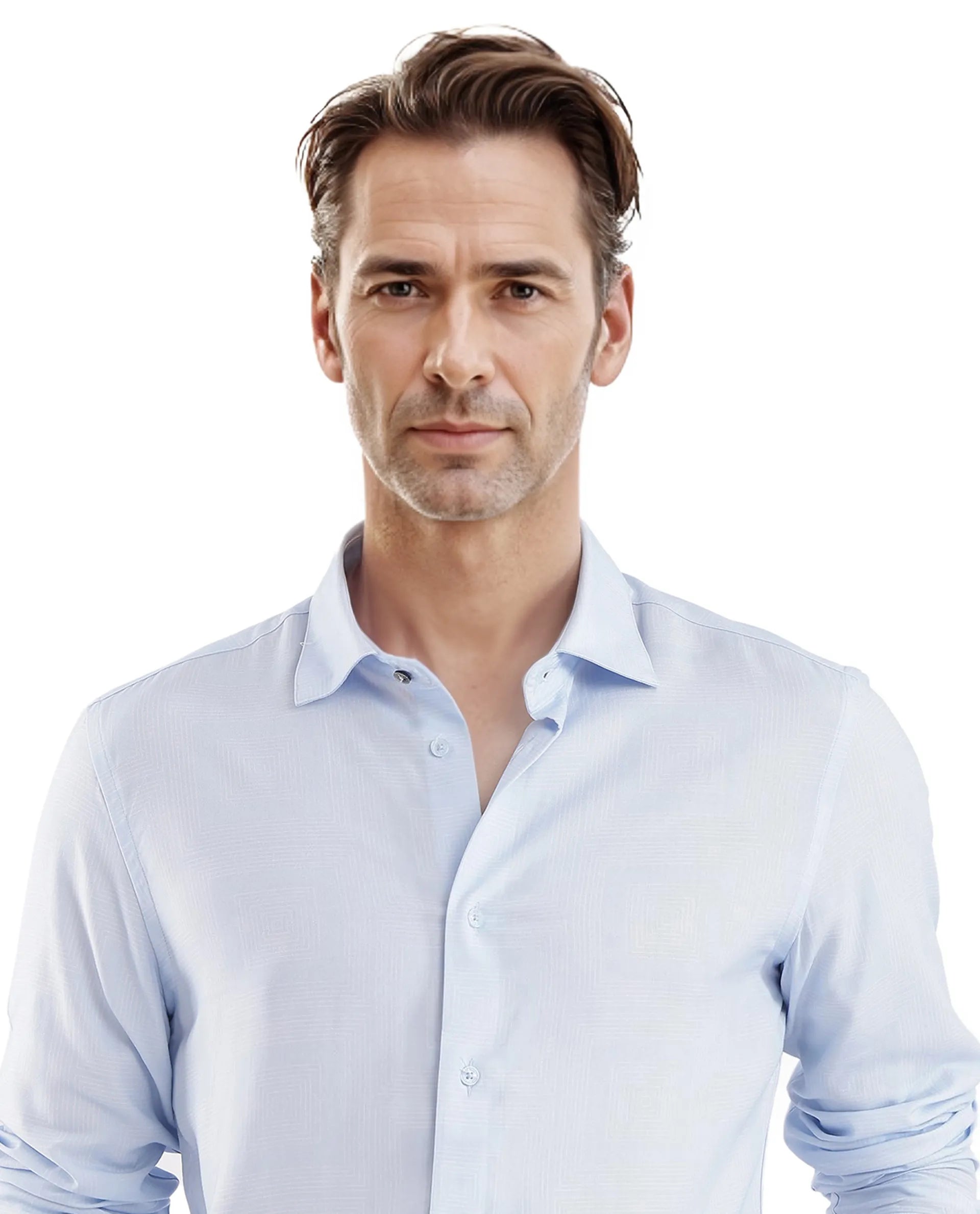 Rare Rabbit Men Sleek Dusky Blue Viscose Fabric Full Sleeve Regular Fit SolidShirt