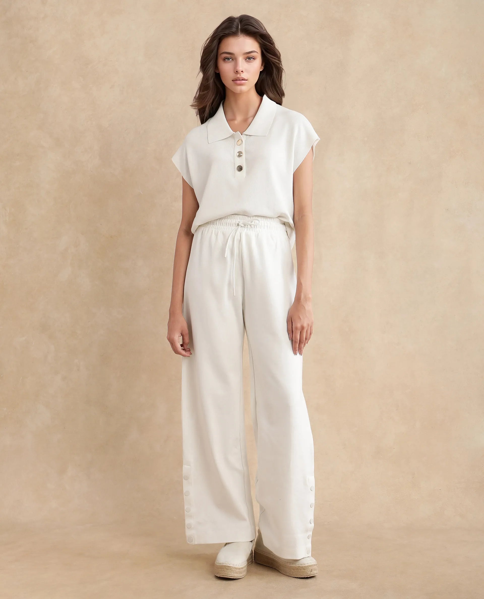 Rareism Women Slite White Cotton Fabric Relaxed Fit Plain Trouser