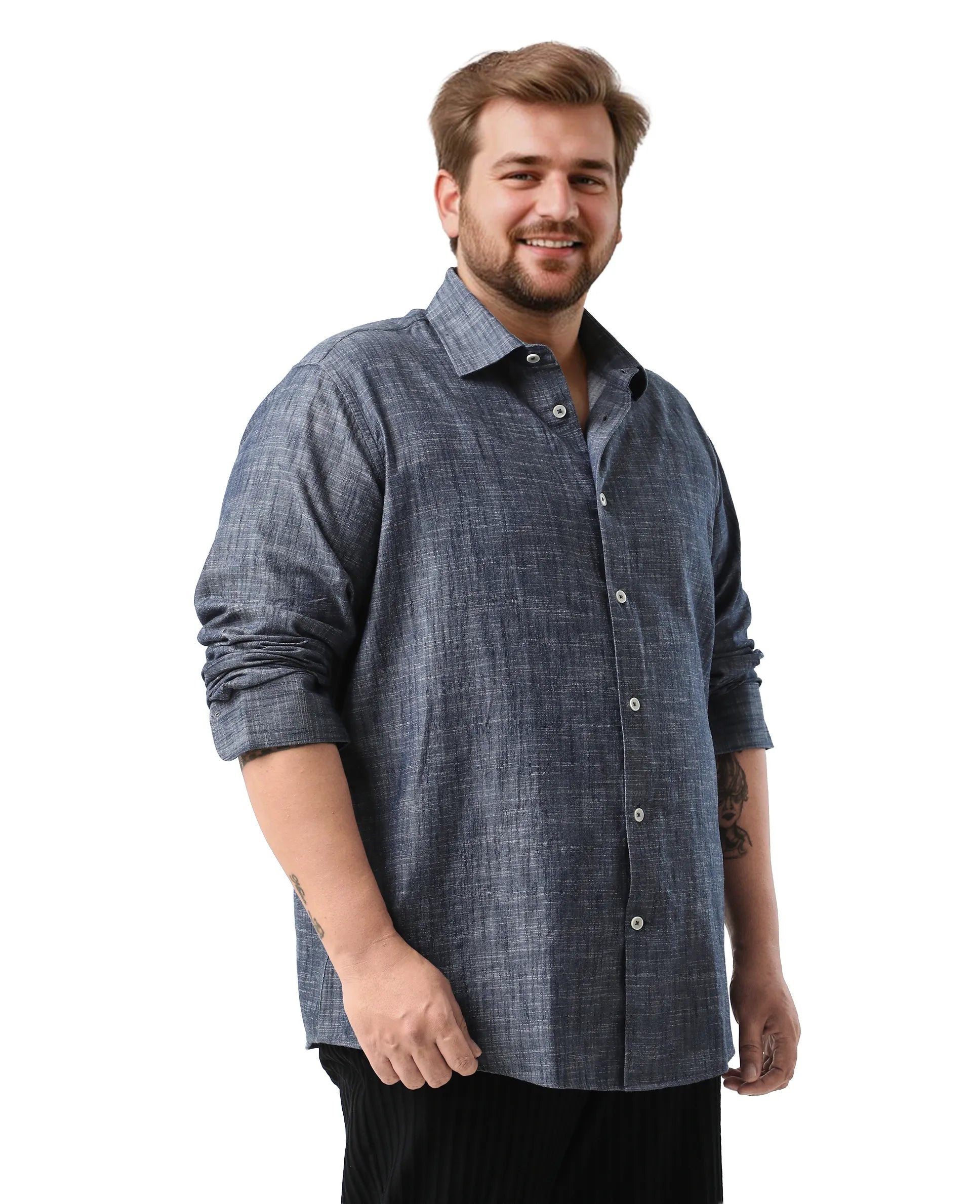Rare Rabbit Men's Sluz Big Dark Blue Cotton Fabric Full Sleeves Collared Neck Button Closure Checks Shirt