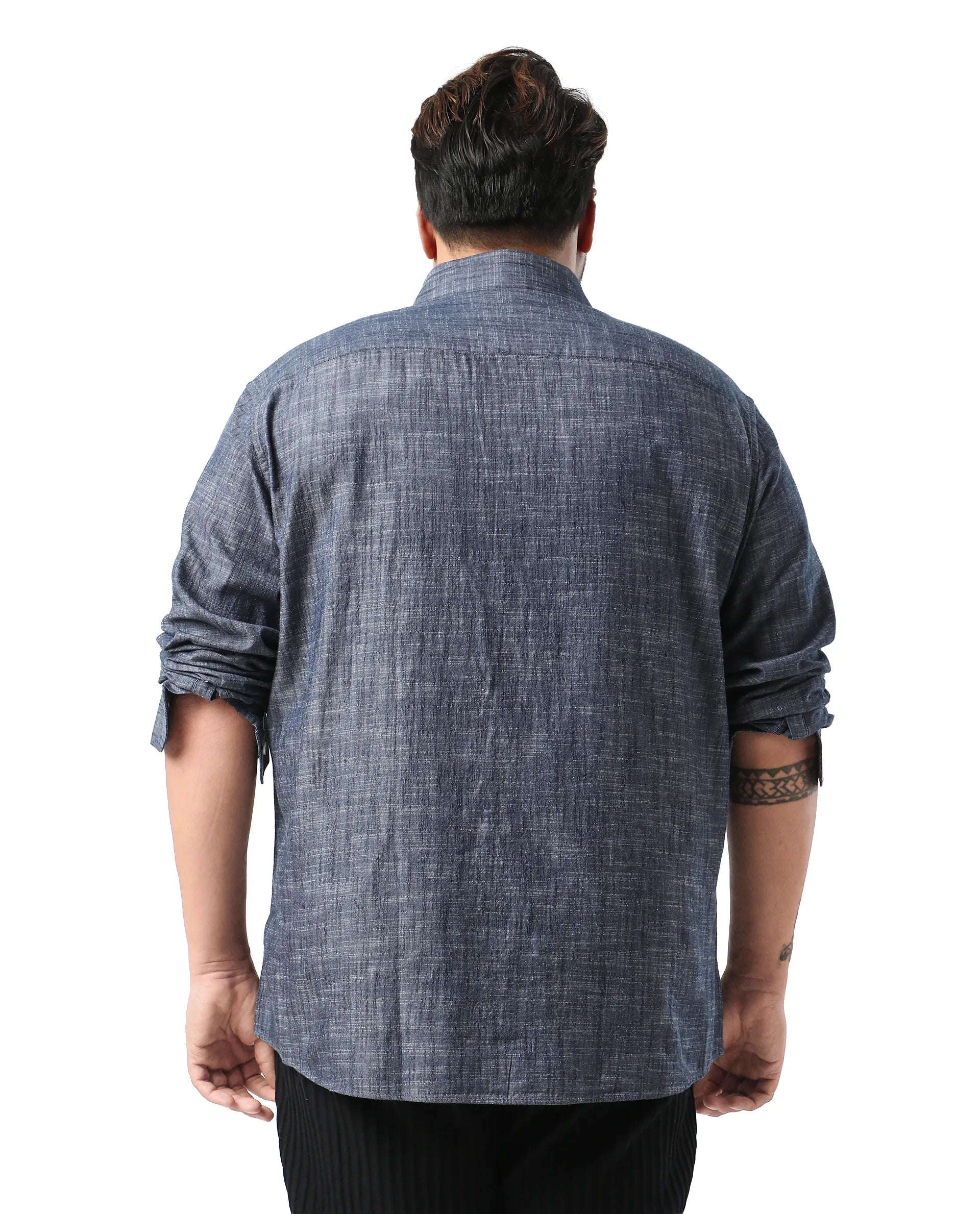 Rare Rabbit Men's Sluz Big Dark Blue Cotton Fabric Full Sleeves Collared Neck Button Closure Checks Shirt