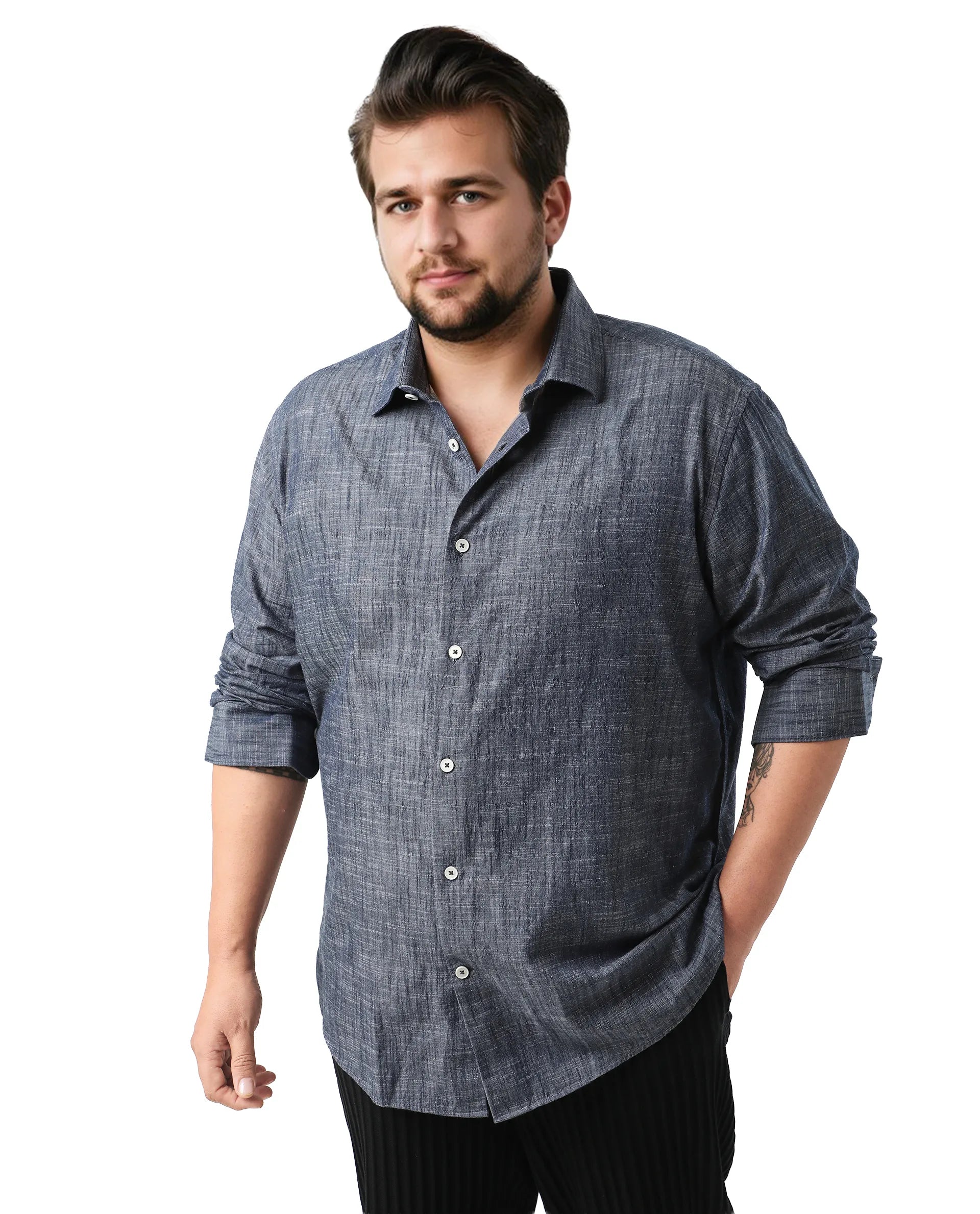 Rare Rabbit Men's Sluz Big Dark Blue Cotton Fabric Full Sleeves Collared Neck Button Closure Checks Shirt