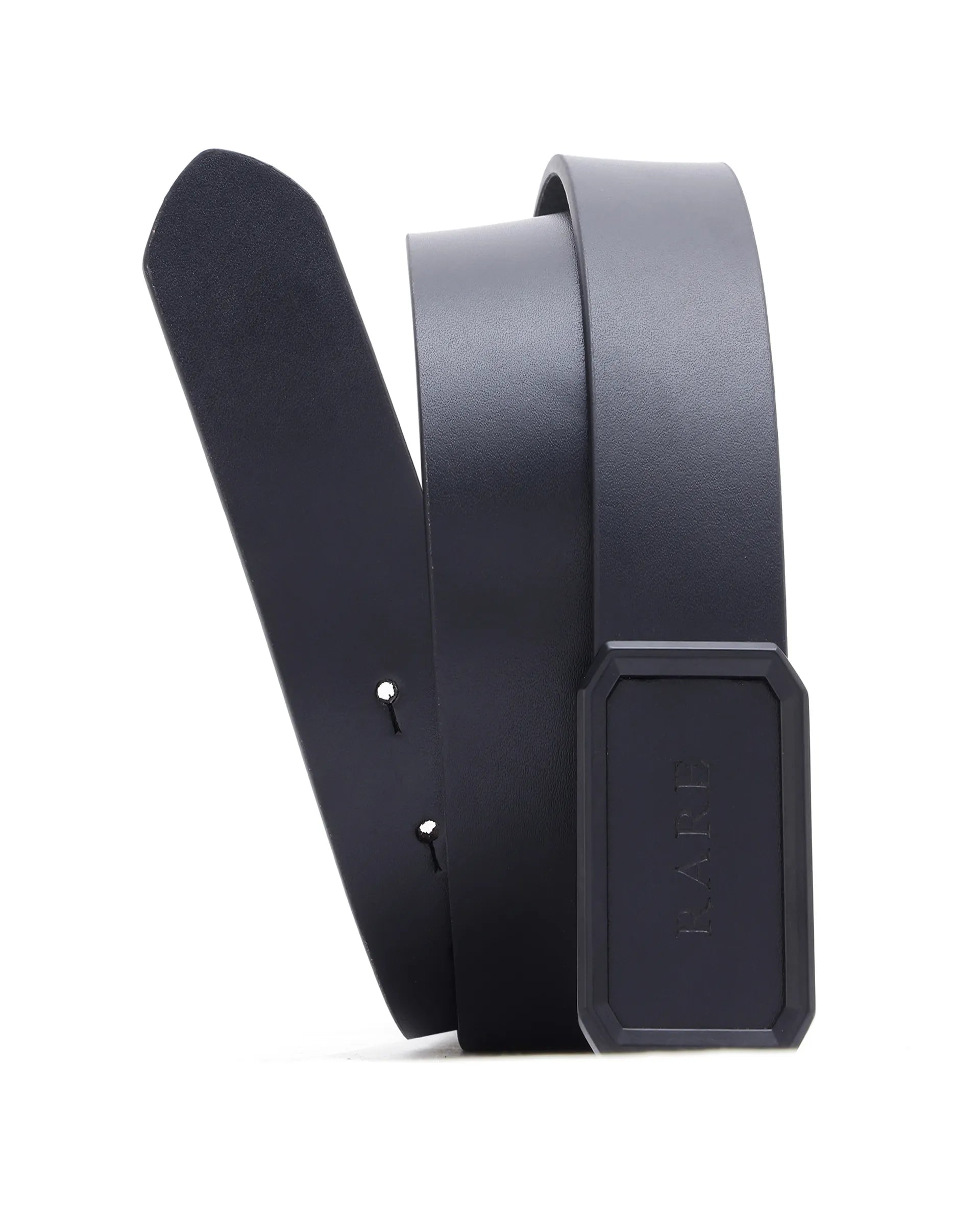 Rare Rabbit Men's Snape Black Genuine Leather Non-Reversible Smooth Grain Belt