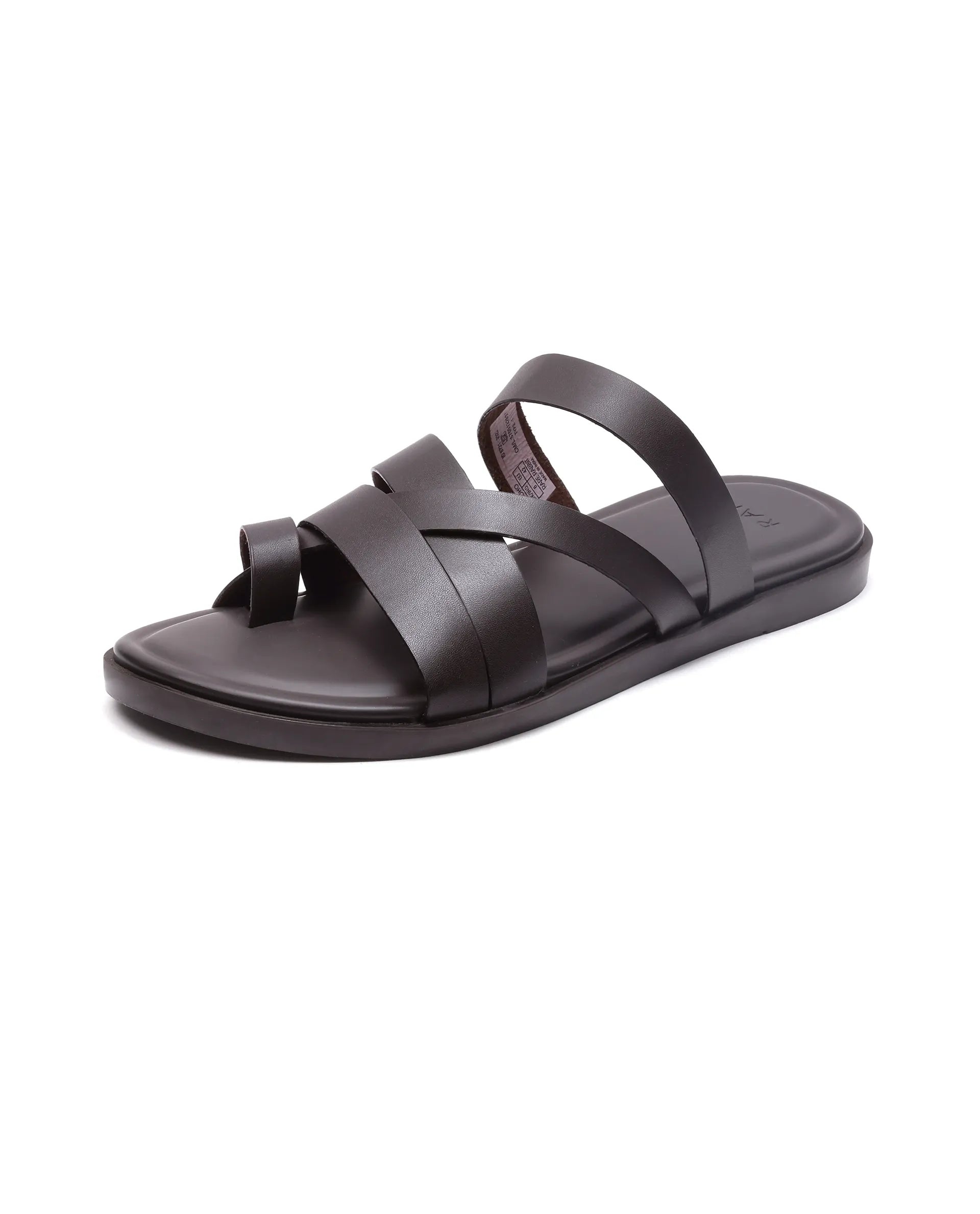 Rare Rabbit Men Soho Dark Coffee Slip-On Closure Sandal