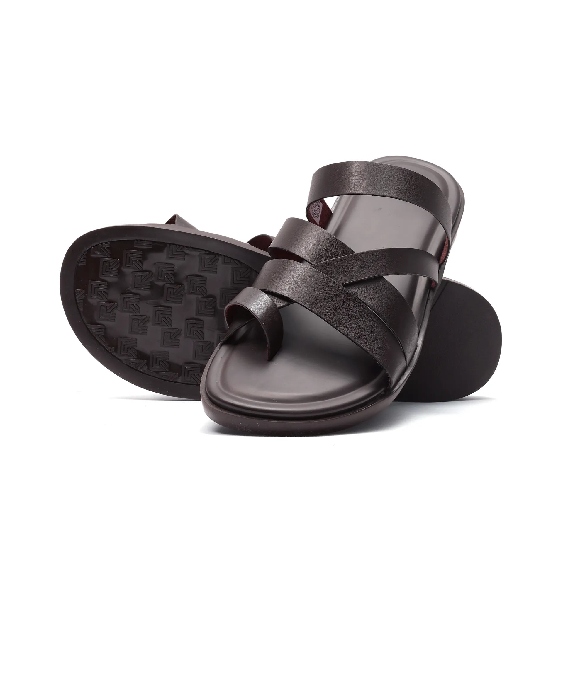 Rare Rabbit Men Soho Dark Coffee Slip-On Closure Sandal