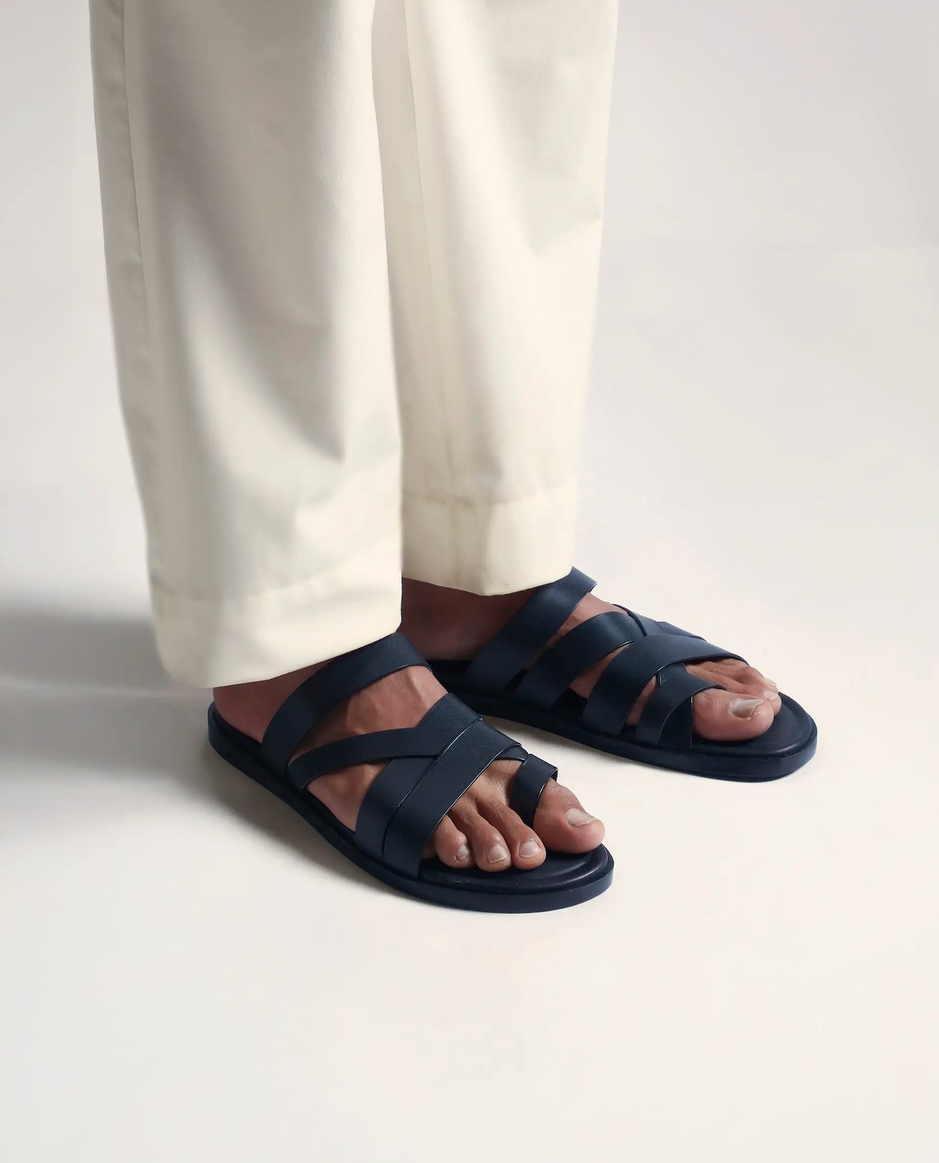Rare Rabbit Men Soho Navy Slip-On Closure Sandal