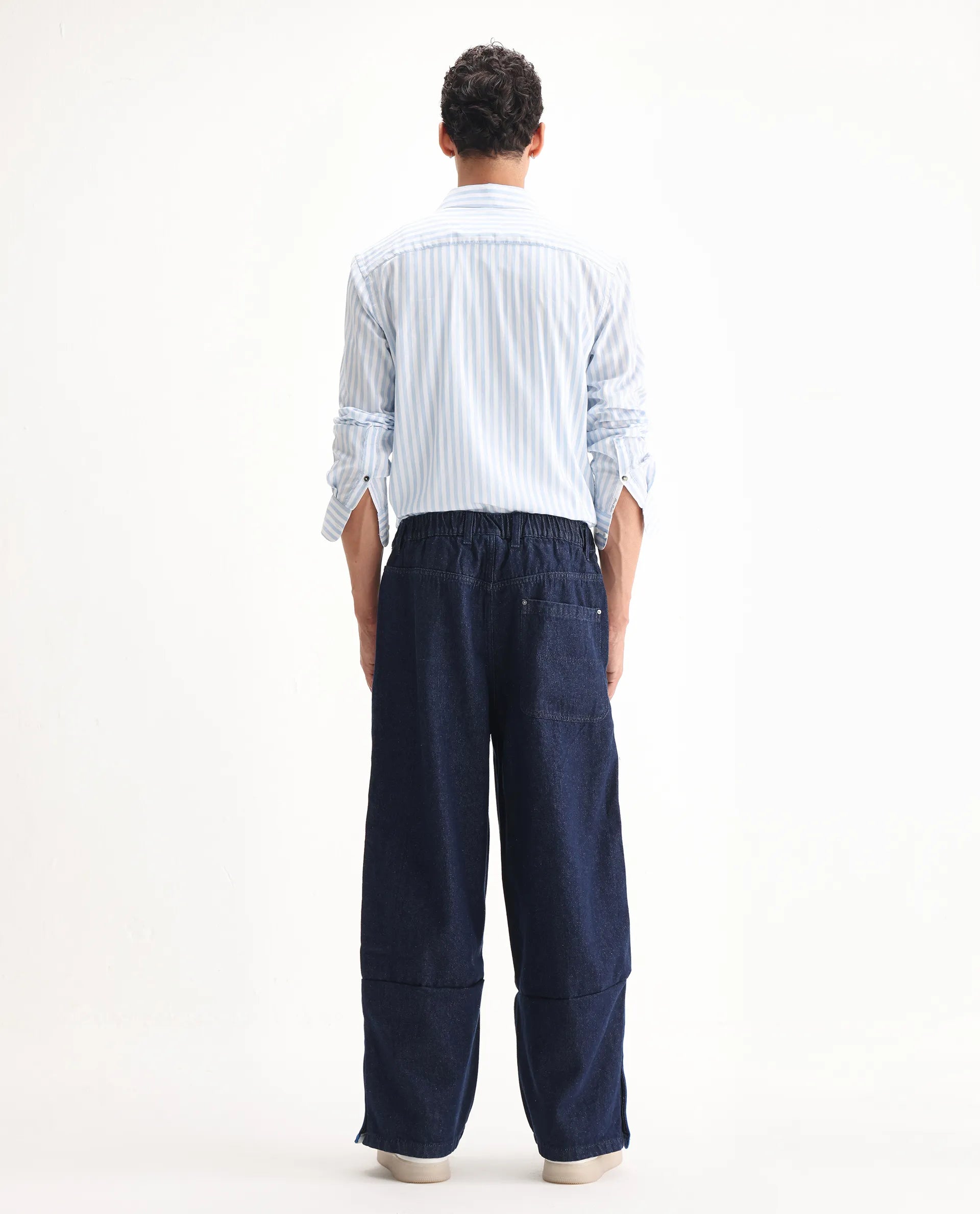 Rare Rabbit Men's Cotton Plain Baggy Fit Jeans