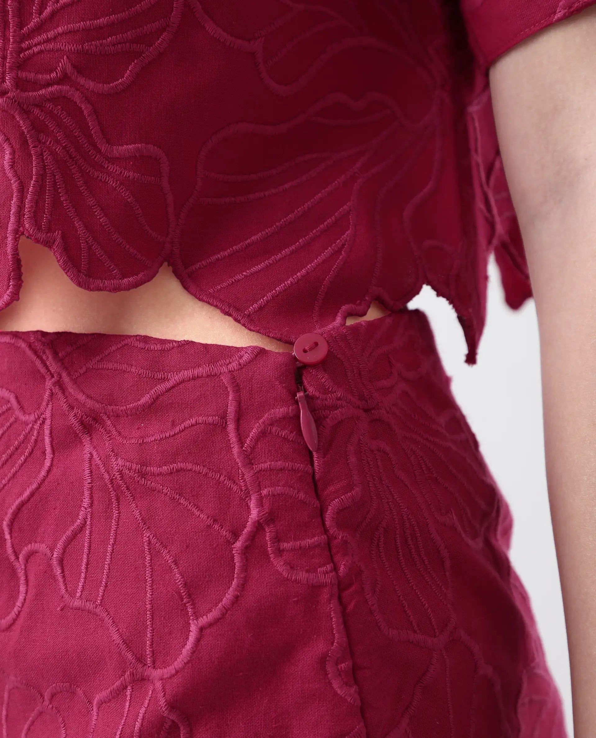 Rareism Women's Somkil Pink Cotton Plain Mini Regular Fit Skirt