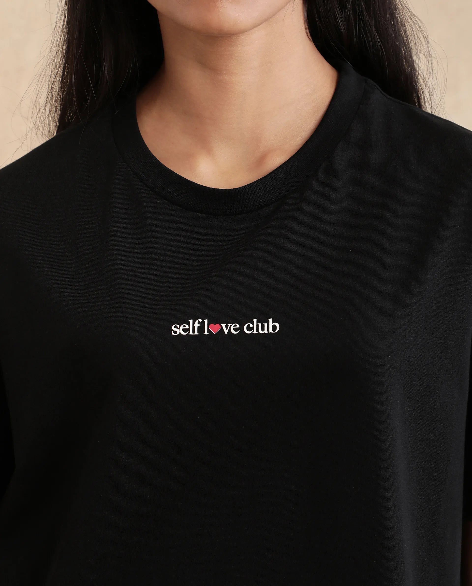 Rareism Women Sompri Black Crew Neck Boxy Fit Graphic Print T-Shirt