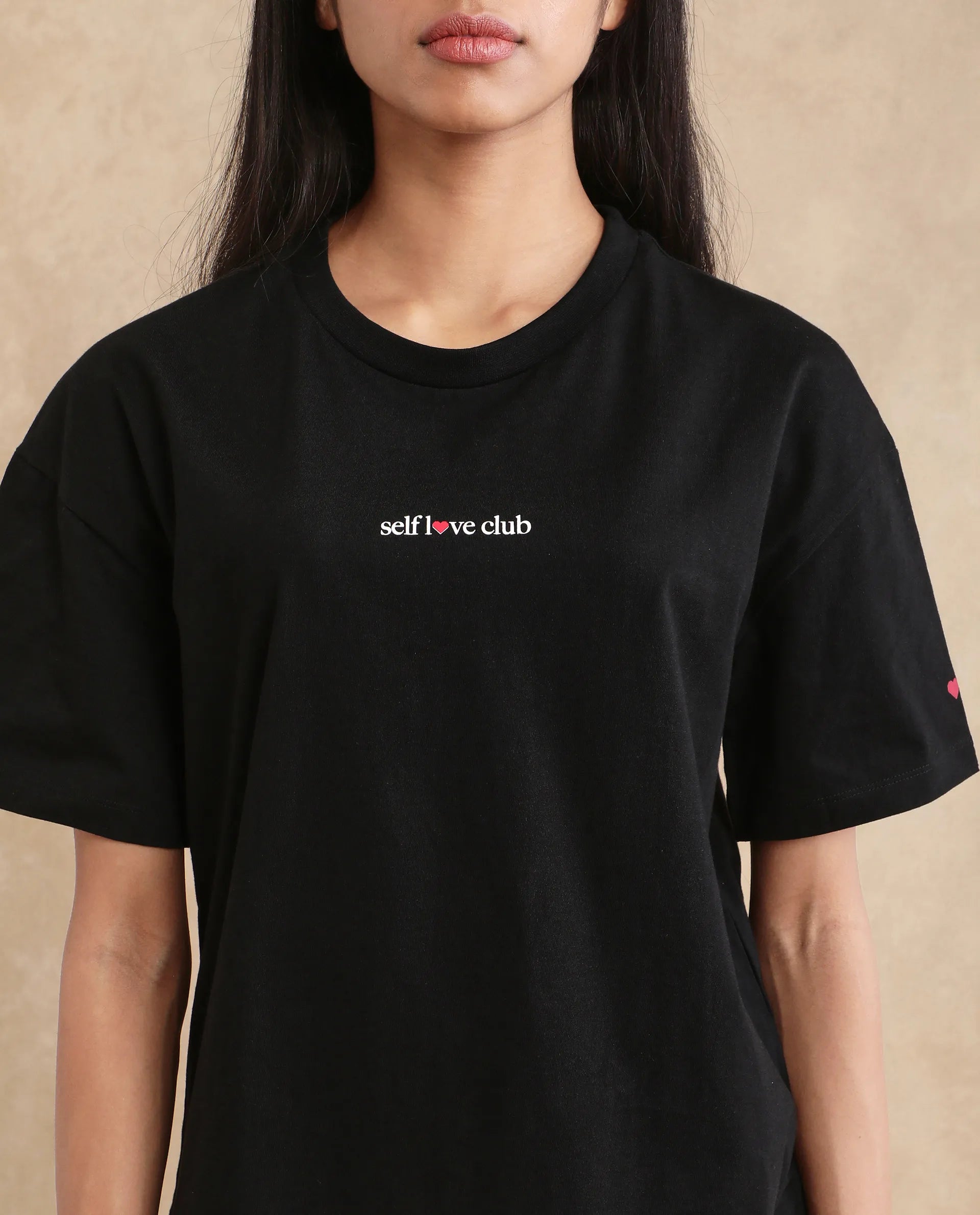 Rareism Women Sompri Black Crew Neck Boxy Fit Graphic Print T-Shirt