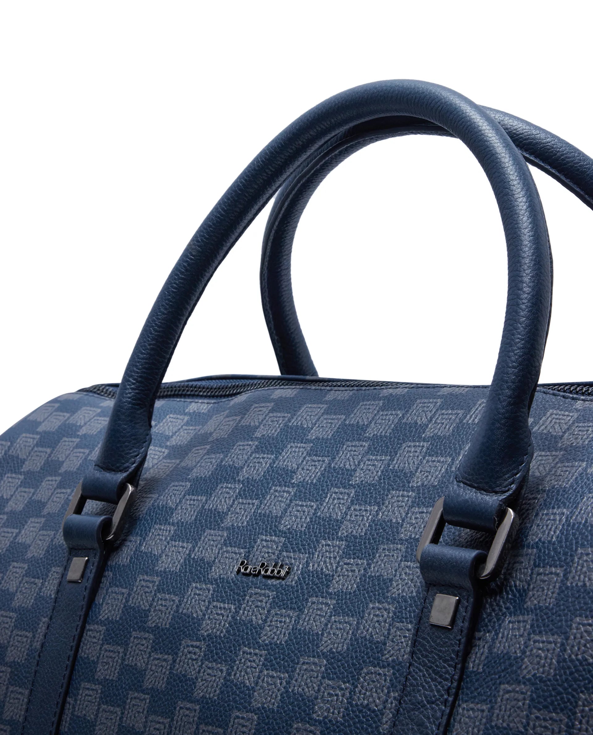 Rare Rabbit Men's Soraf Blue Monogram Print Duffle Bag (Limited Edition)