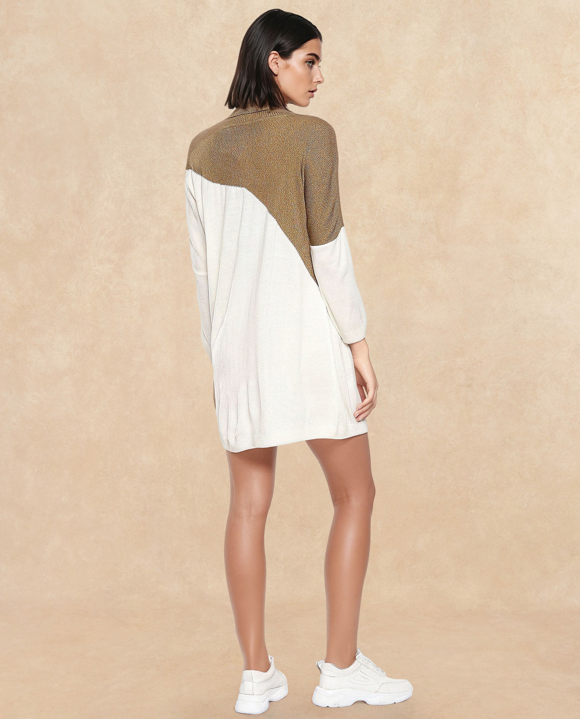 Rareism Women Spaton White Plain Crew Neck Plain Sweater