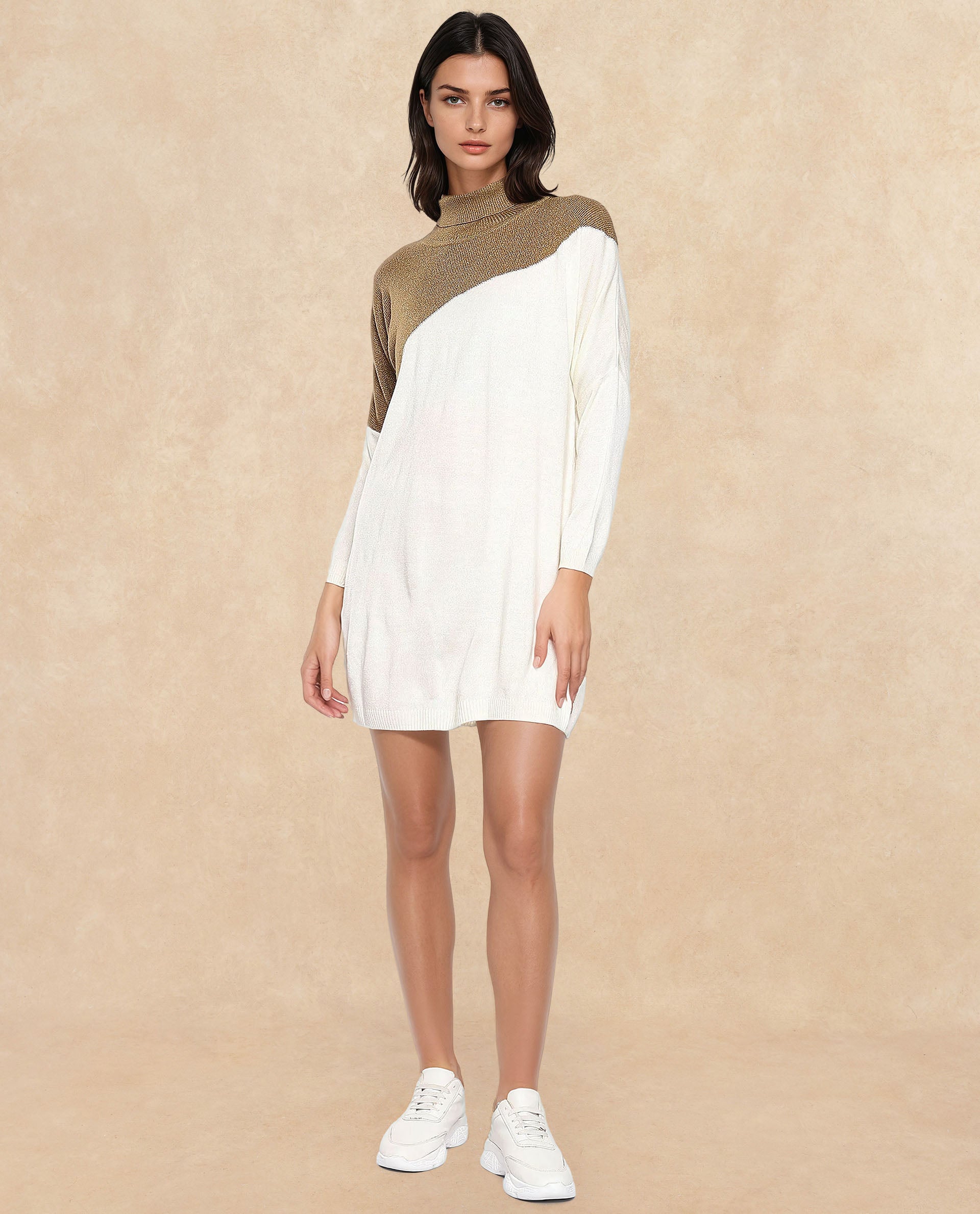 Rareism Women Spaton White Plain Crew Neck Plain Sweater