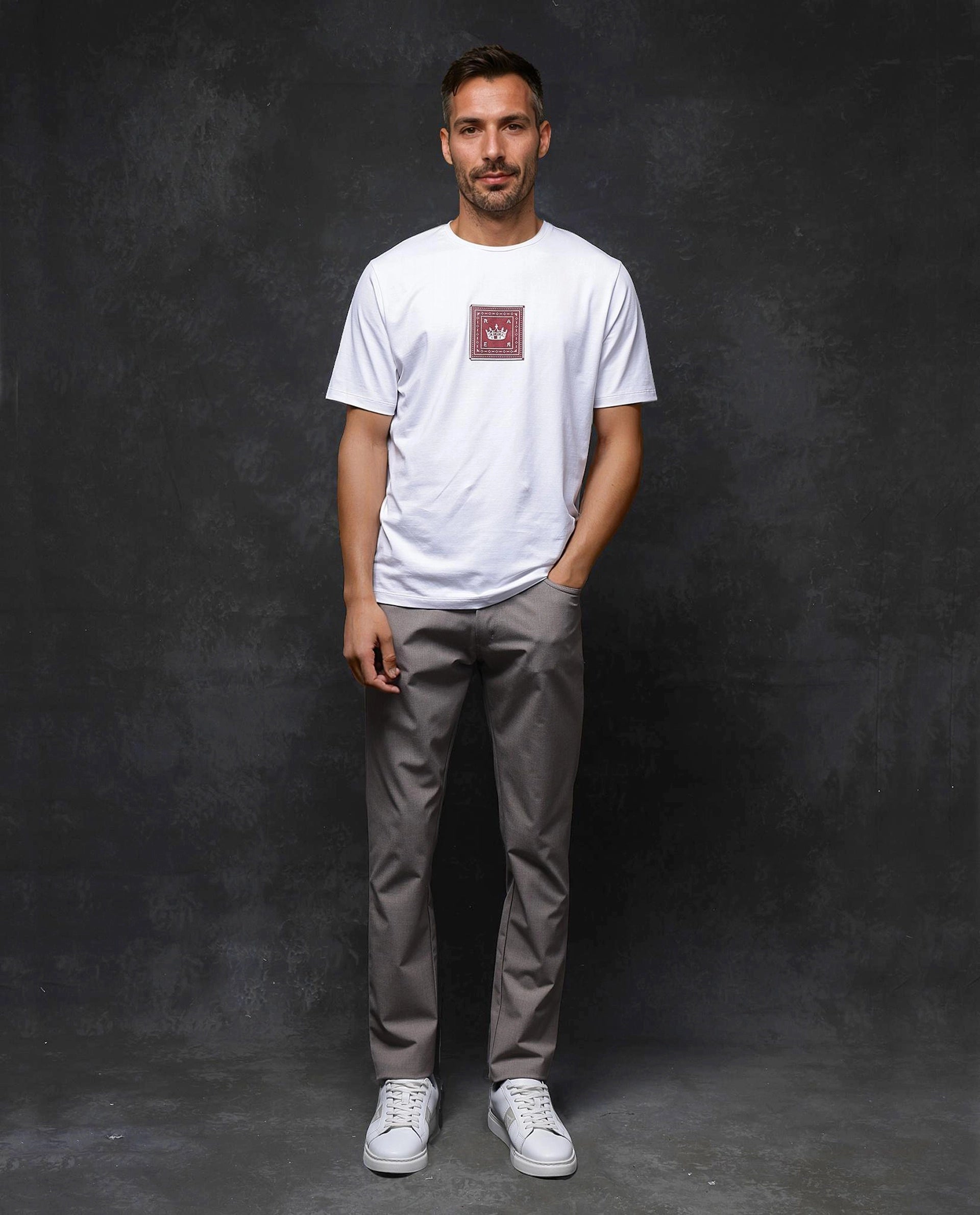 Rare Rabbit Men Spectre White Short Sleeve Crew Neck Graphic Print T-Shirt