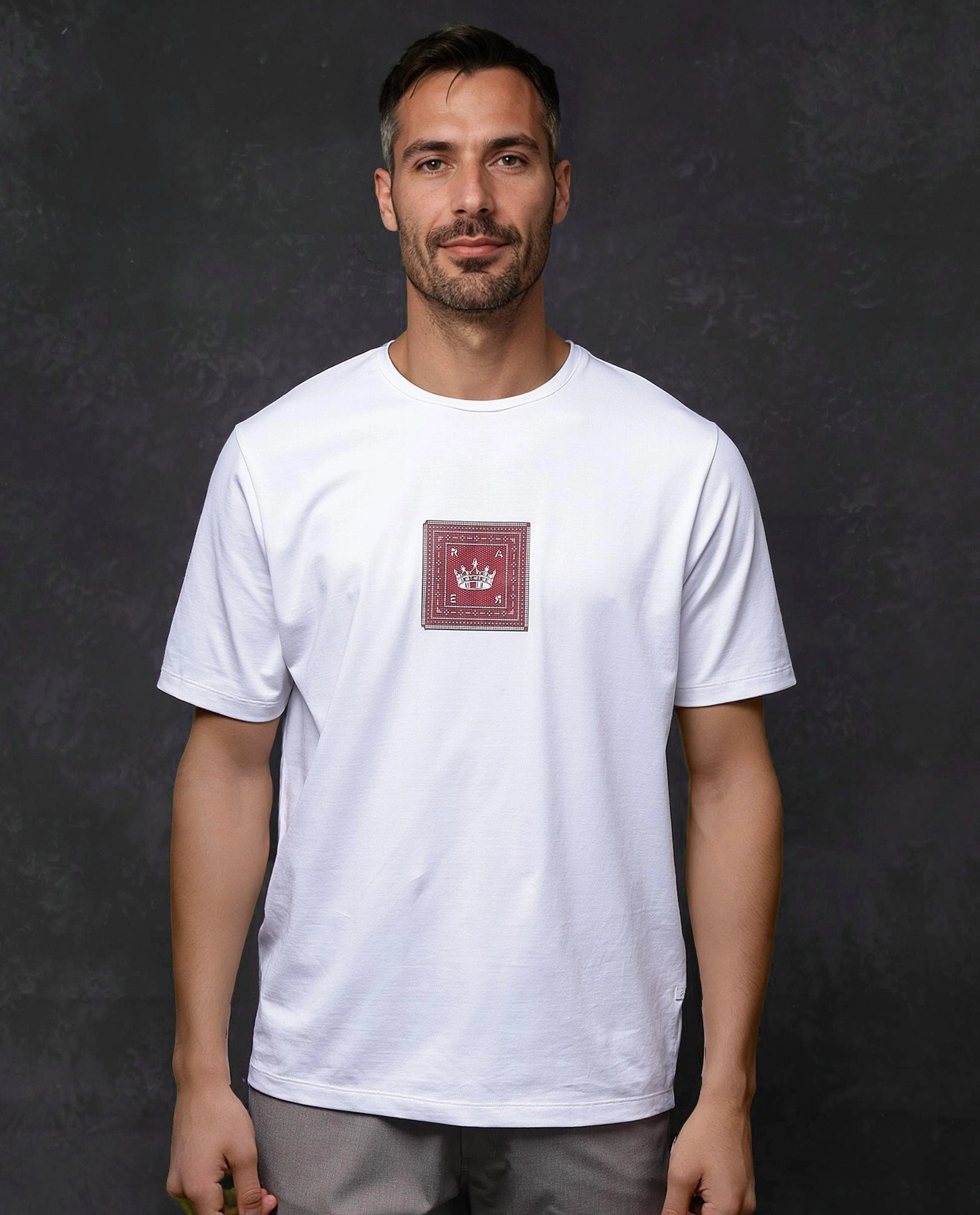 Rare Rabbit Men Spectre White Short Sleeve Crew Neck Graphic Print T-Shirt